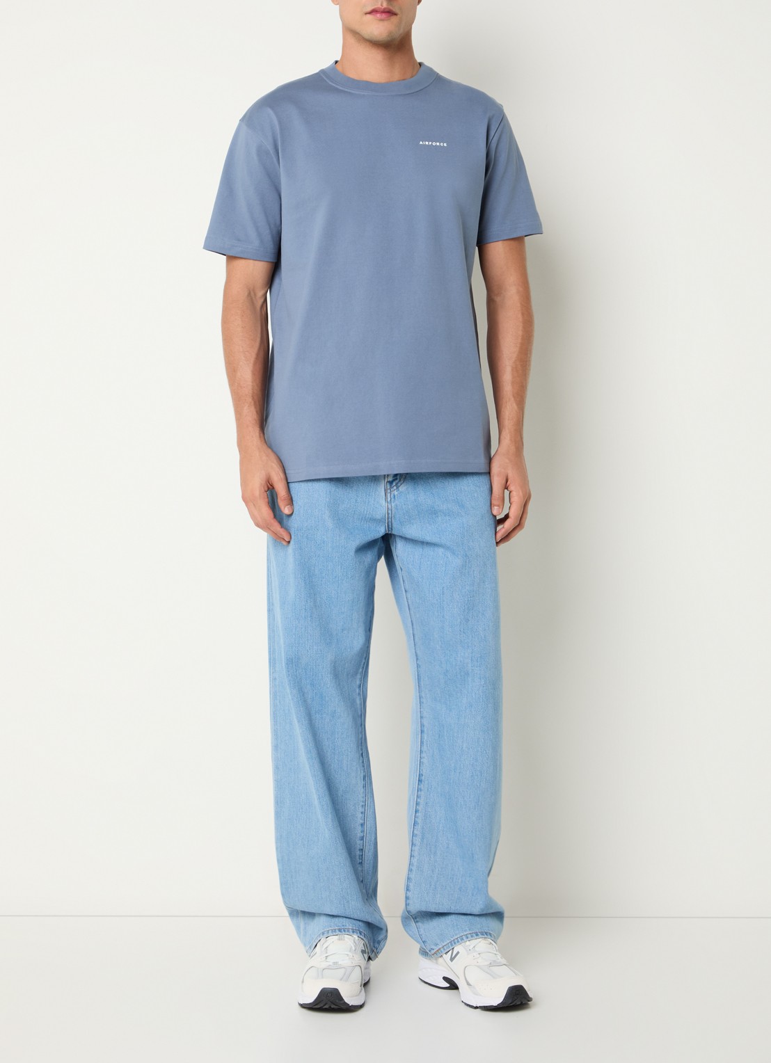 Airforce T-shirt met logo - voorkant 2 staalblauw