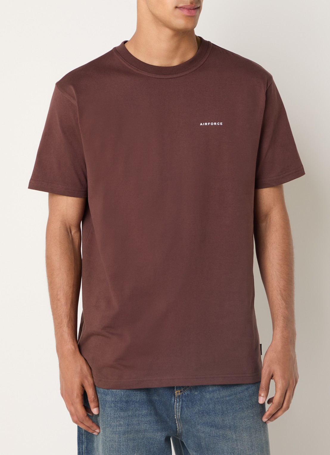 Airforce T-shirt met logo - detail 4 kastanjebruin
