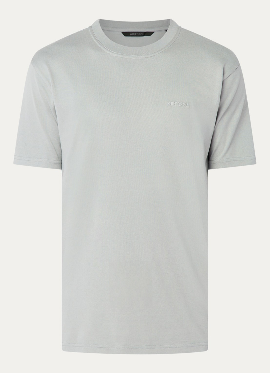 Airforce T-shirt met logoborduring - voorkant grijs