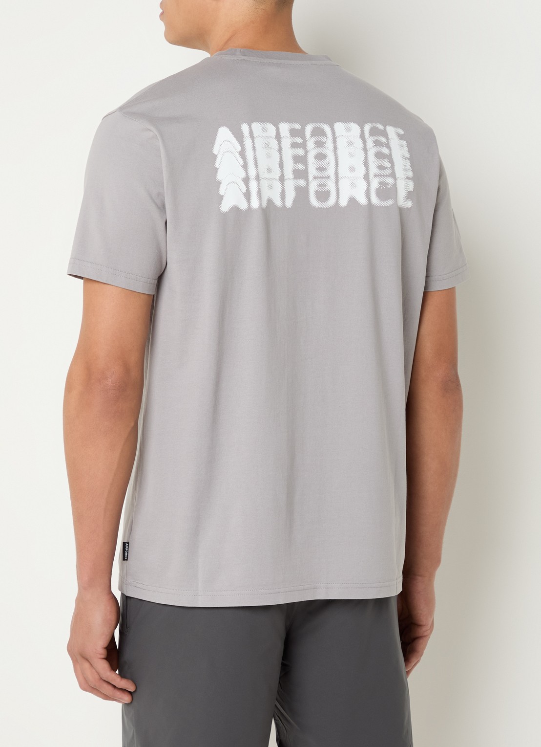 Airforce T-shirt van  katoen met logo- en backprint - detail 4 grijs