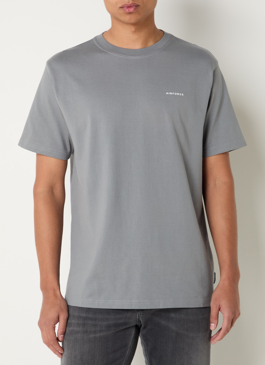 Airforce T-shirt van  katoen met logo - detail grijs