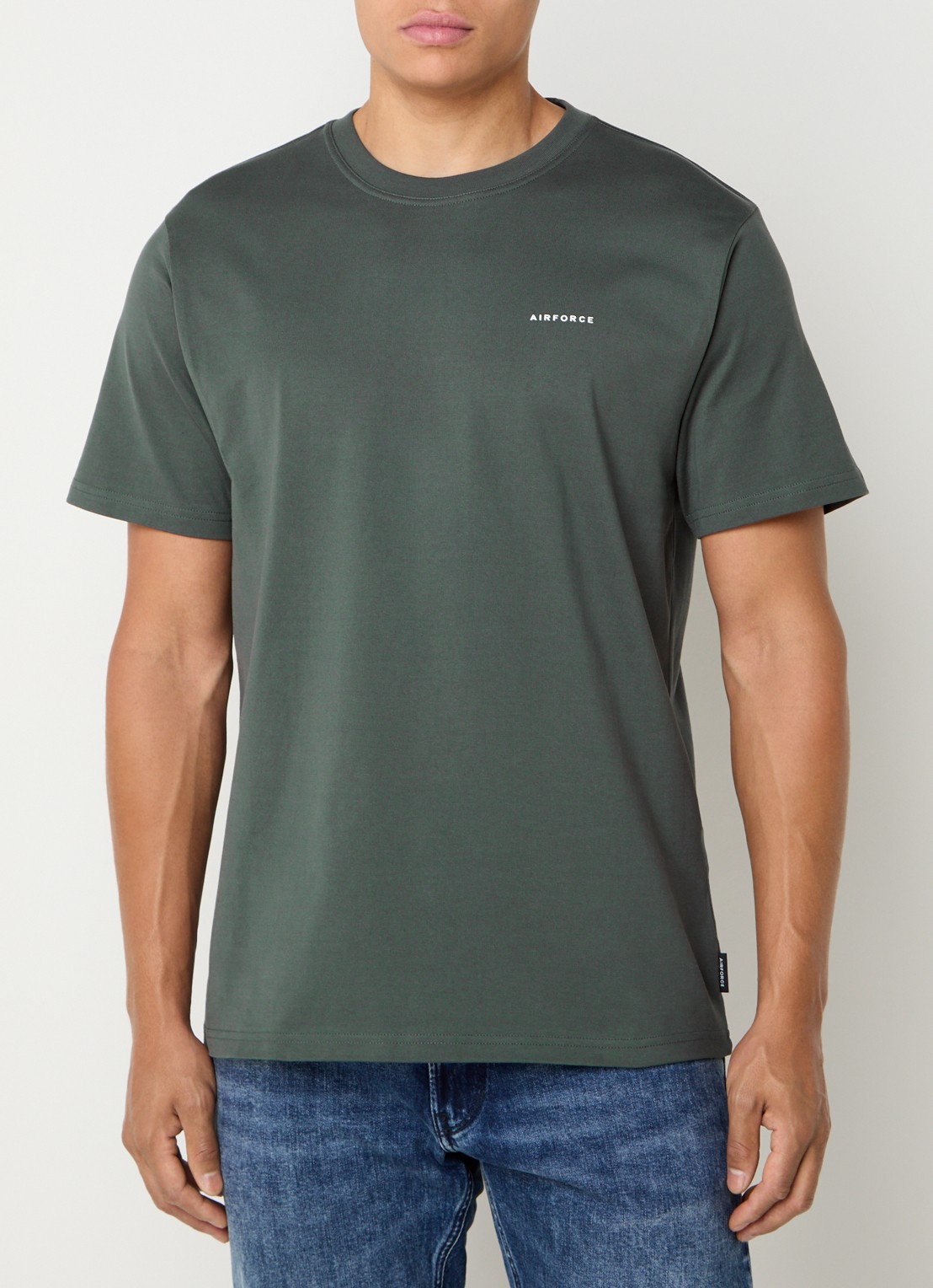 Airforce T-shirt van  katoen met logo - detail 4 donkergroen