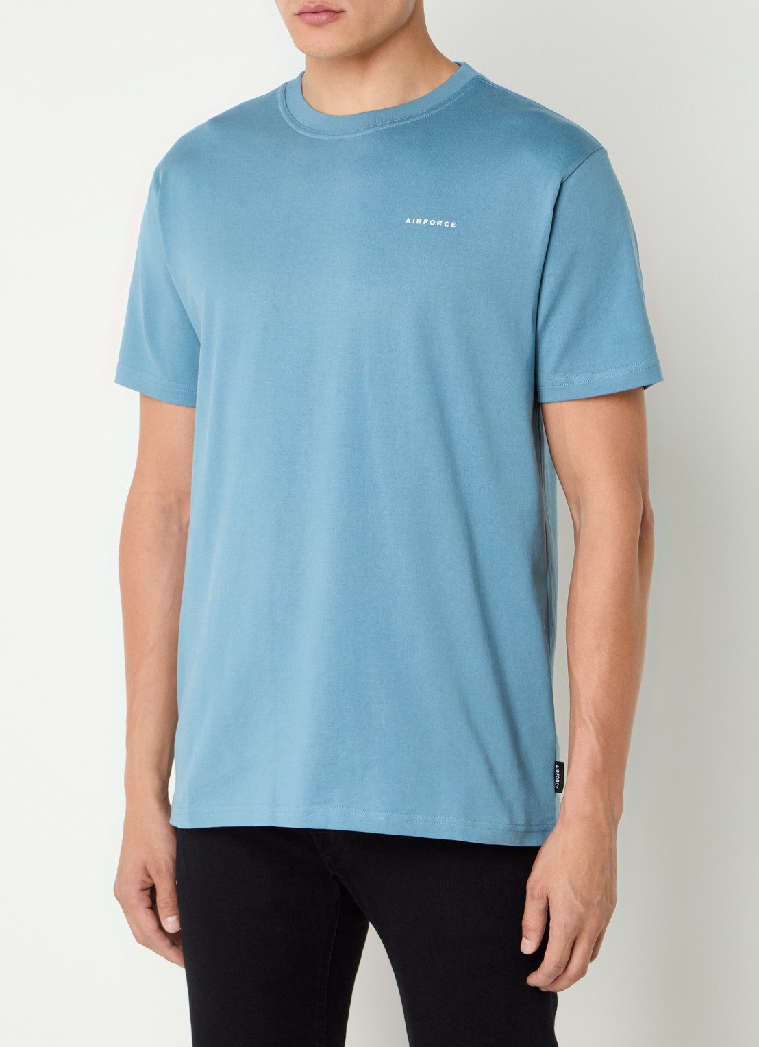 Airforce T-shirt van  katoen met logo - detail 4 staalblauw