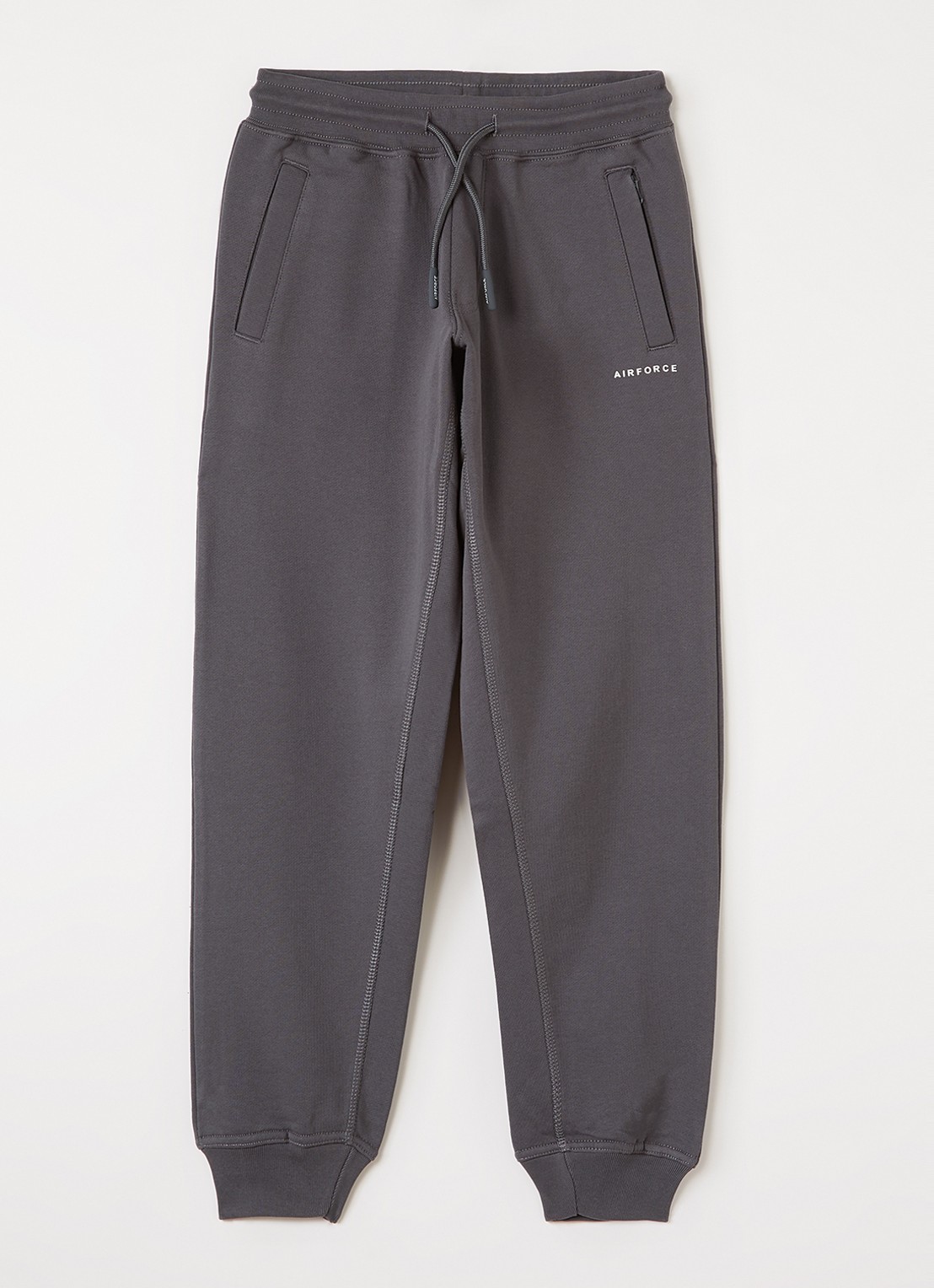 Airforce Tapered fit joggingbroek met logo - voorkant taupe