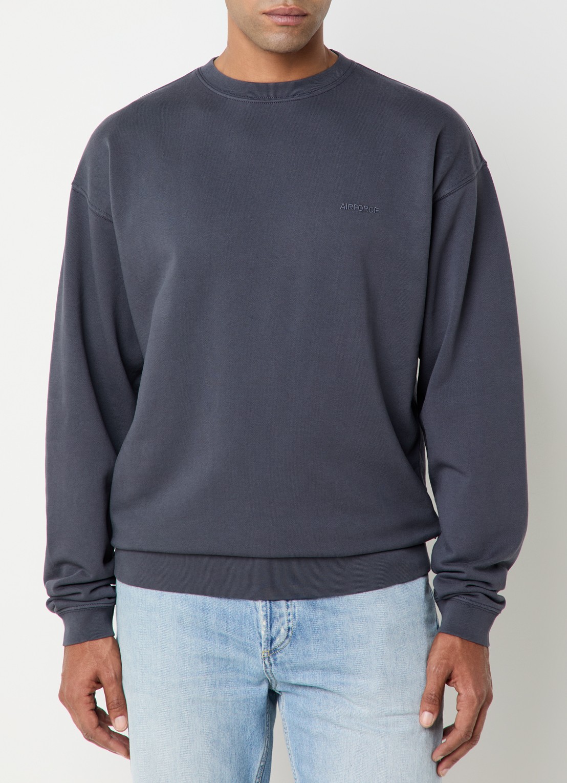 Airforce Wording sweater met logo- en backprint - achterkant 4 donkergrijs