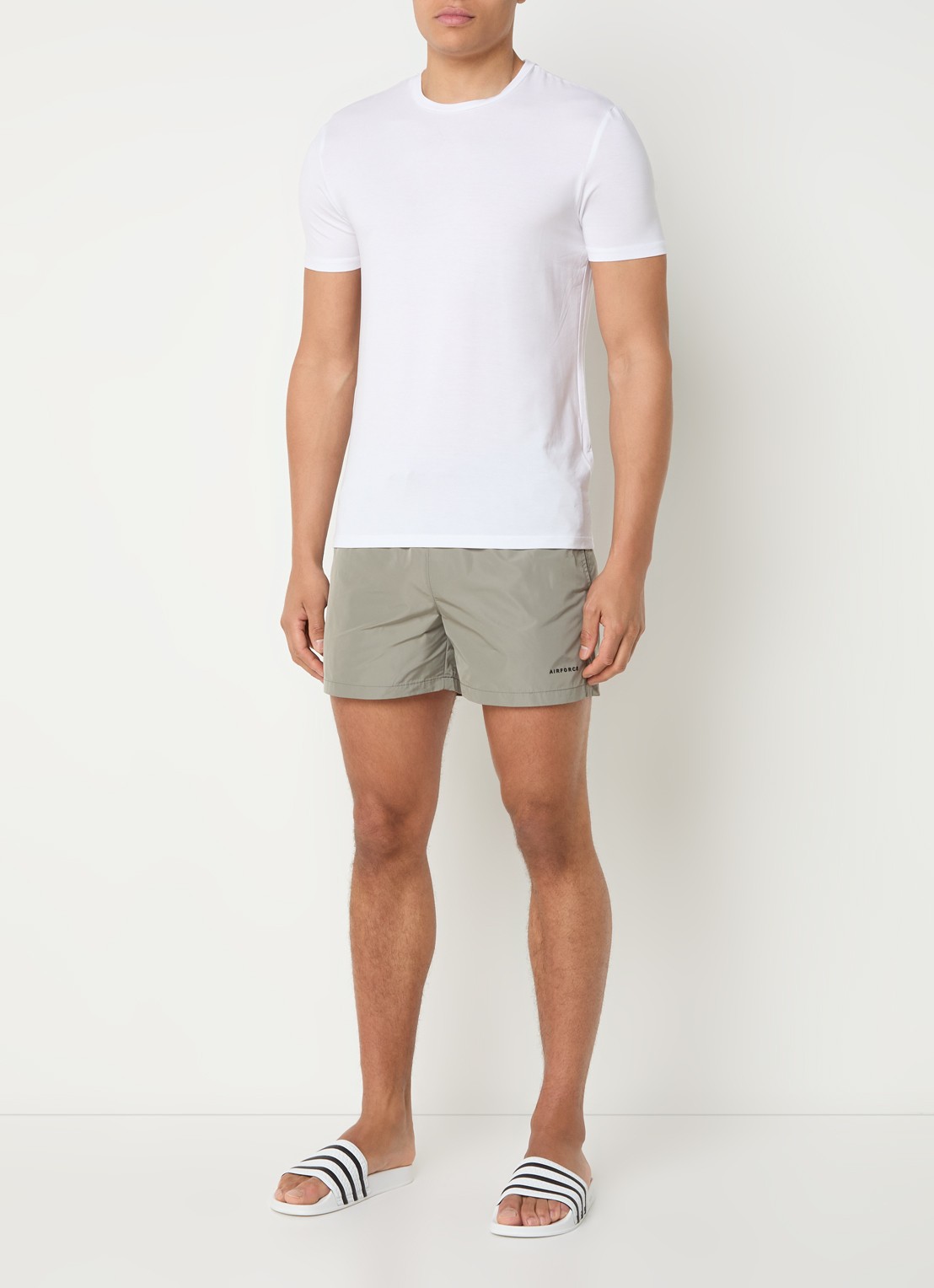 Airforce Zwemshorts met logo en steekzakken - voorkant 2 olijfgroen