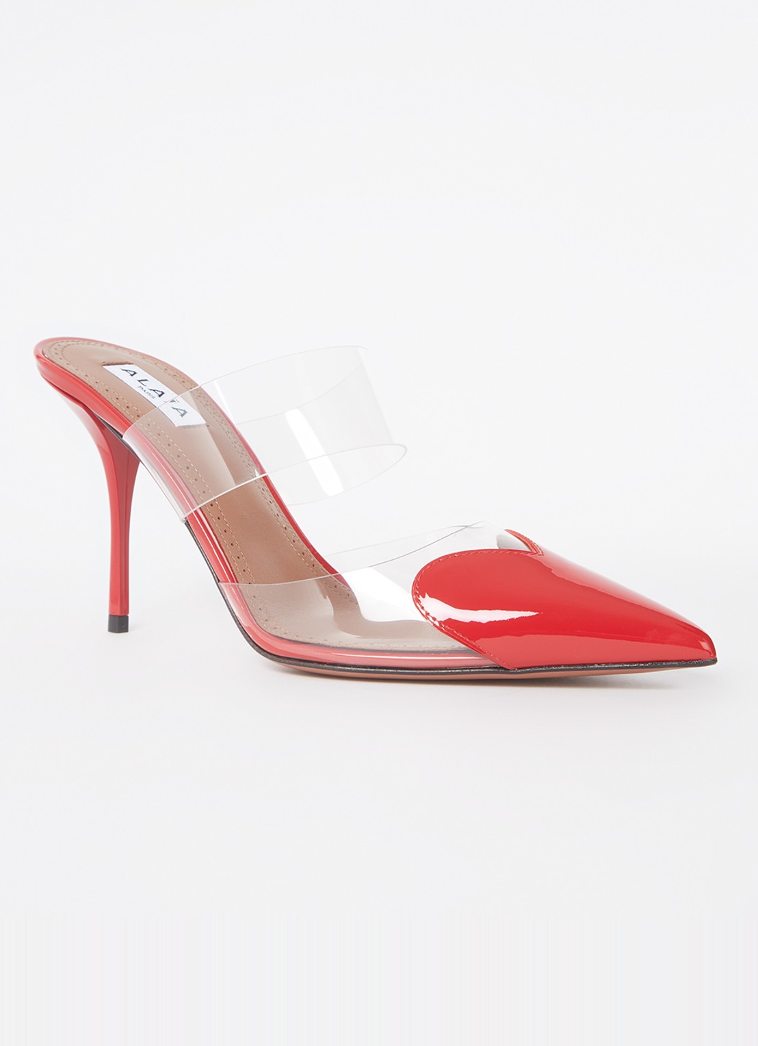 Alaïa 90 Heart muiltje met kalfsleren details - voorkant 5 rood