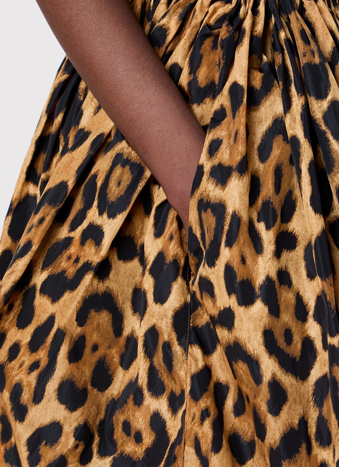 Alaïa A-lijn midi rok met panterprint - detail 3 cognac