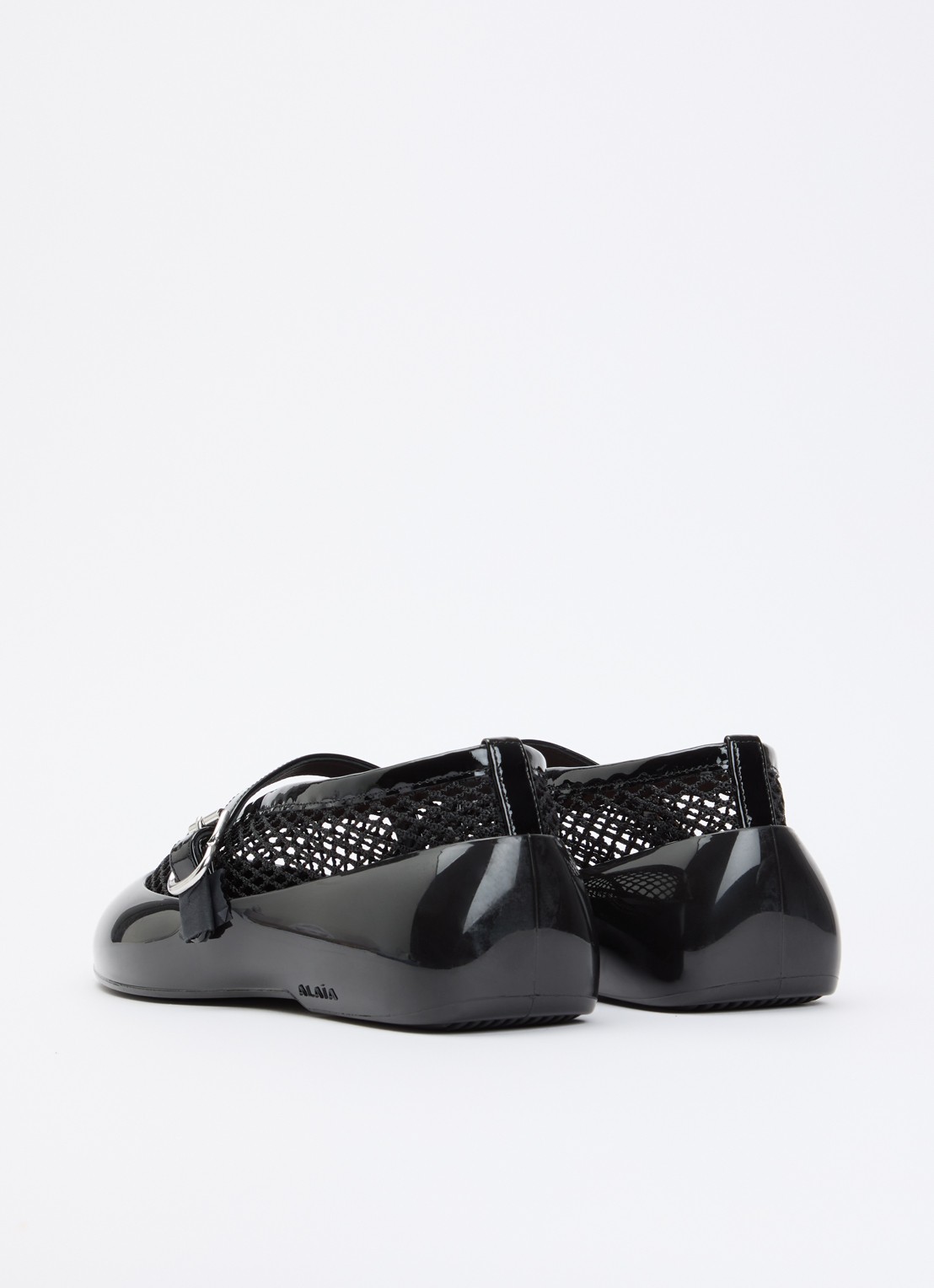 Alaïa Ballerina van kalfsleer met details van mesh - achterkant 2 zwart