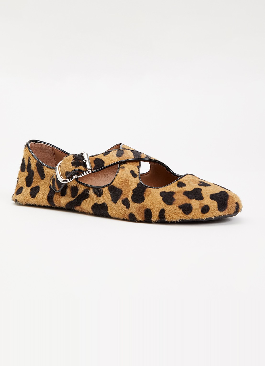 Alaïa Ballerina van kalfsleer met panterprint - voorkant 5 camel