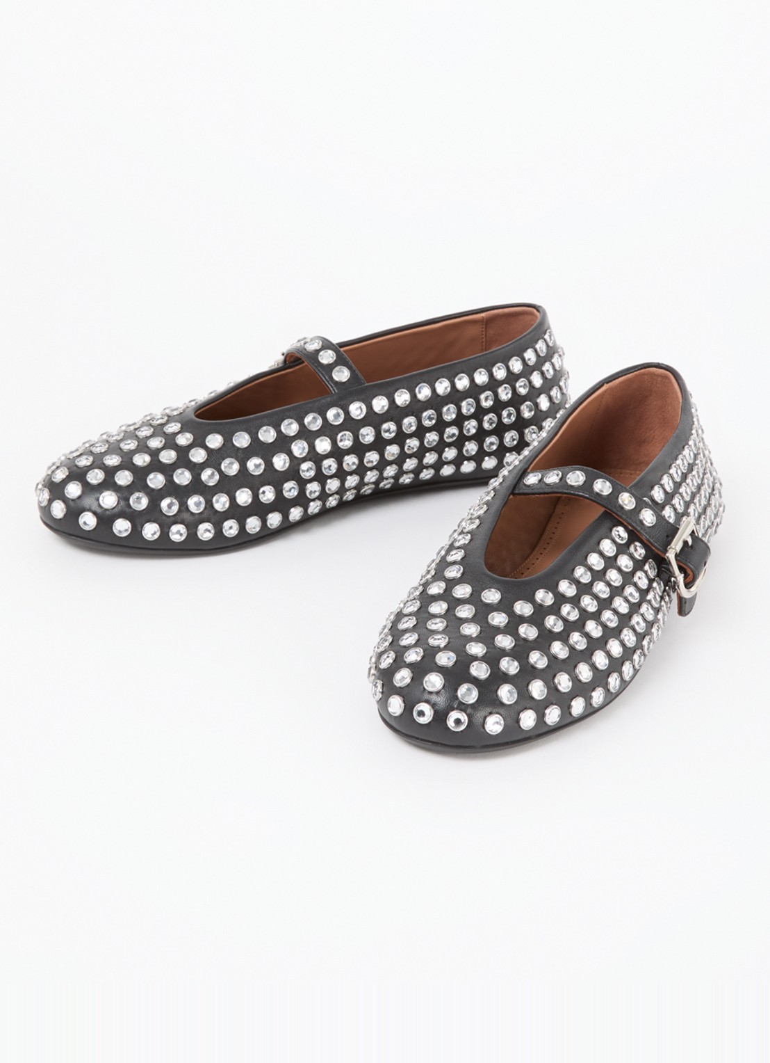 Alaïa Ballerina van lamsleer met studs - detail zwart