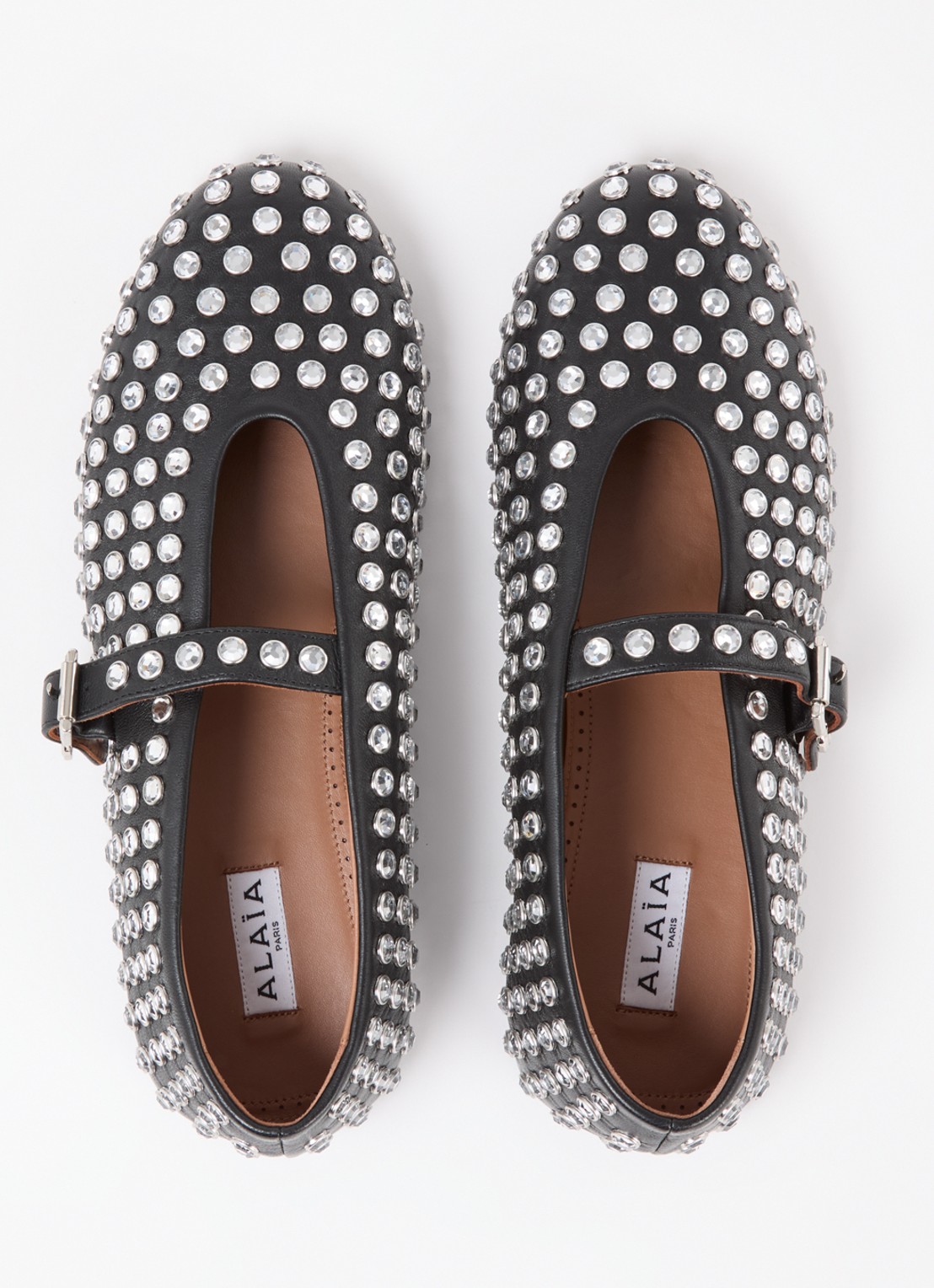 Alaïa Ballerina van lamsleer met studs - detail 2 zwart