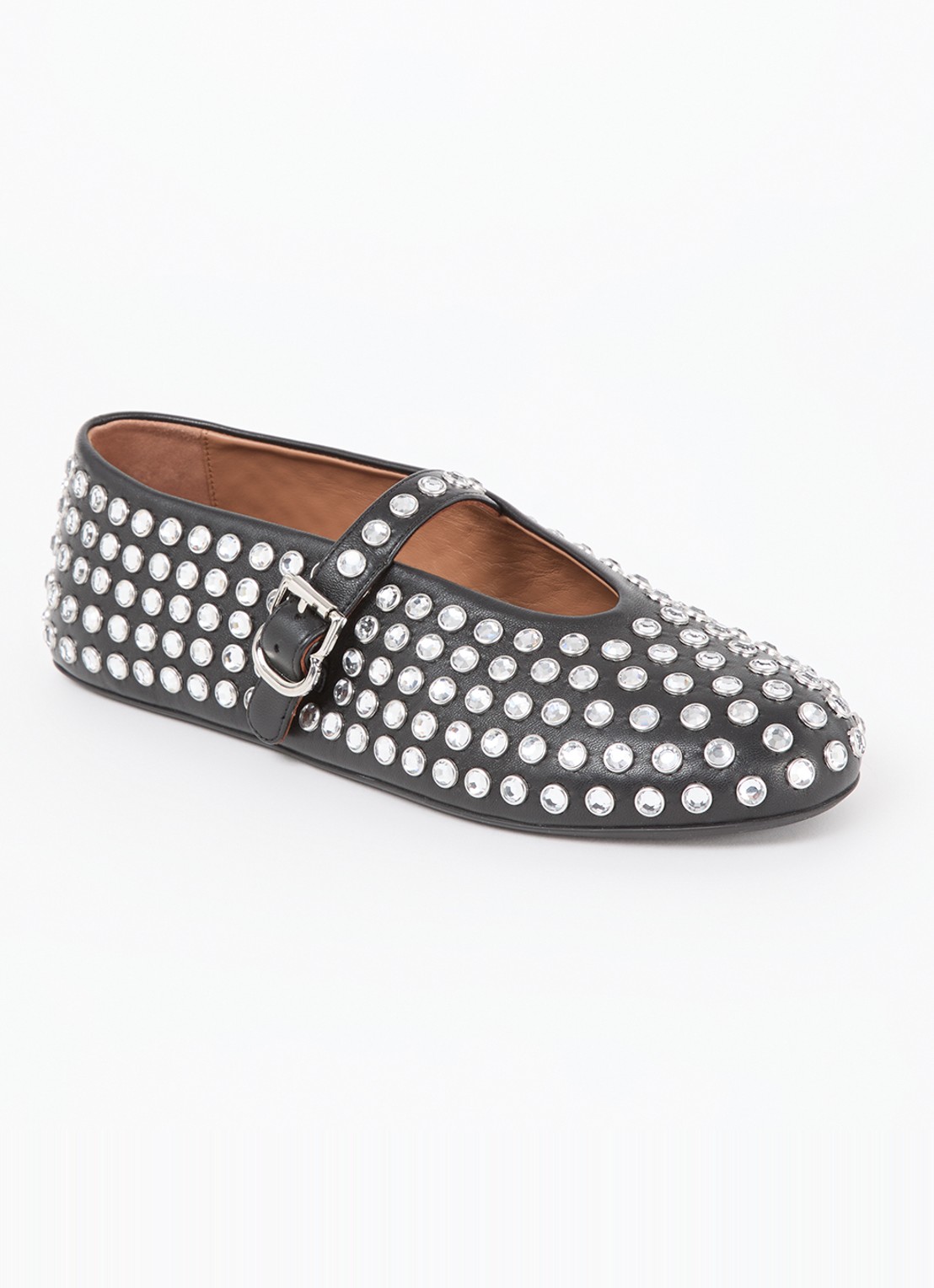 Alaïa Ballerina van lamsleer met studs - voorkant 5 zwart
