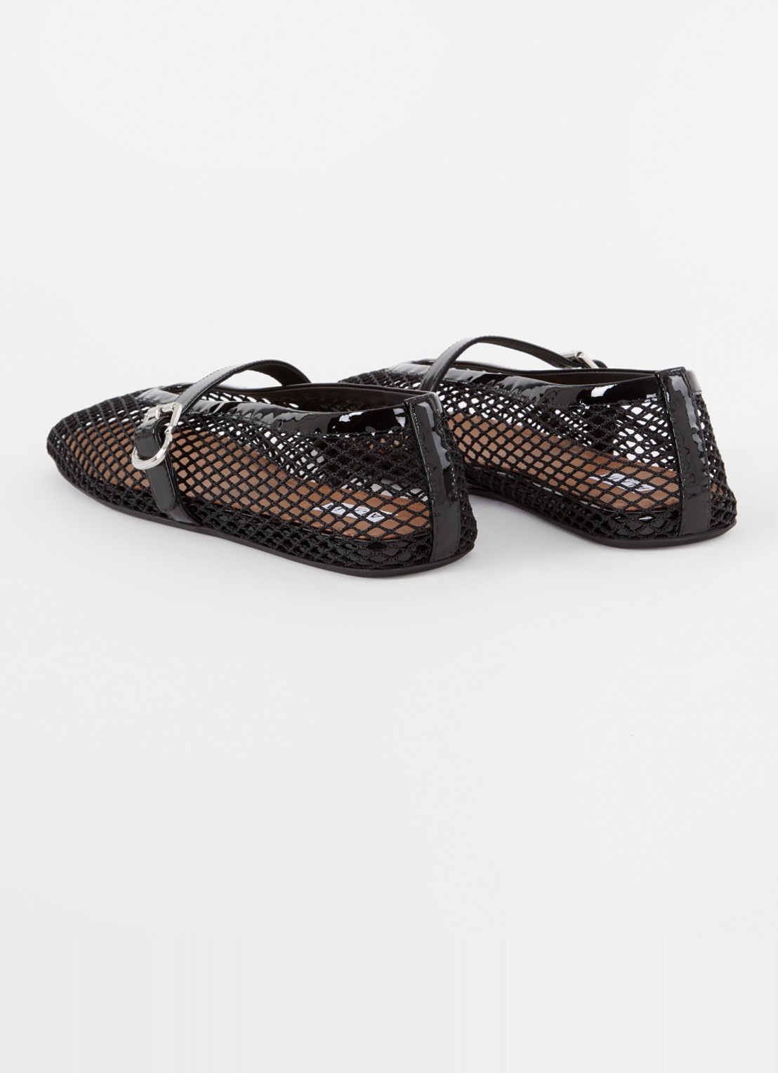 Alaïa Ballerina van mesh met details van kalfsleer - achterkant 2 zwart