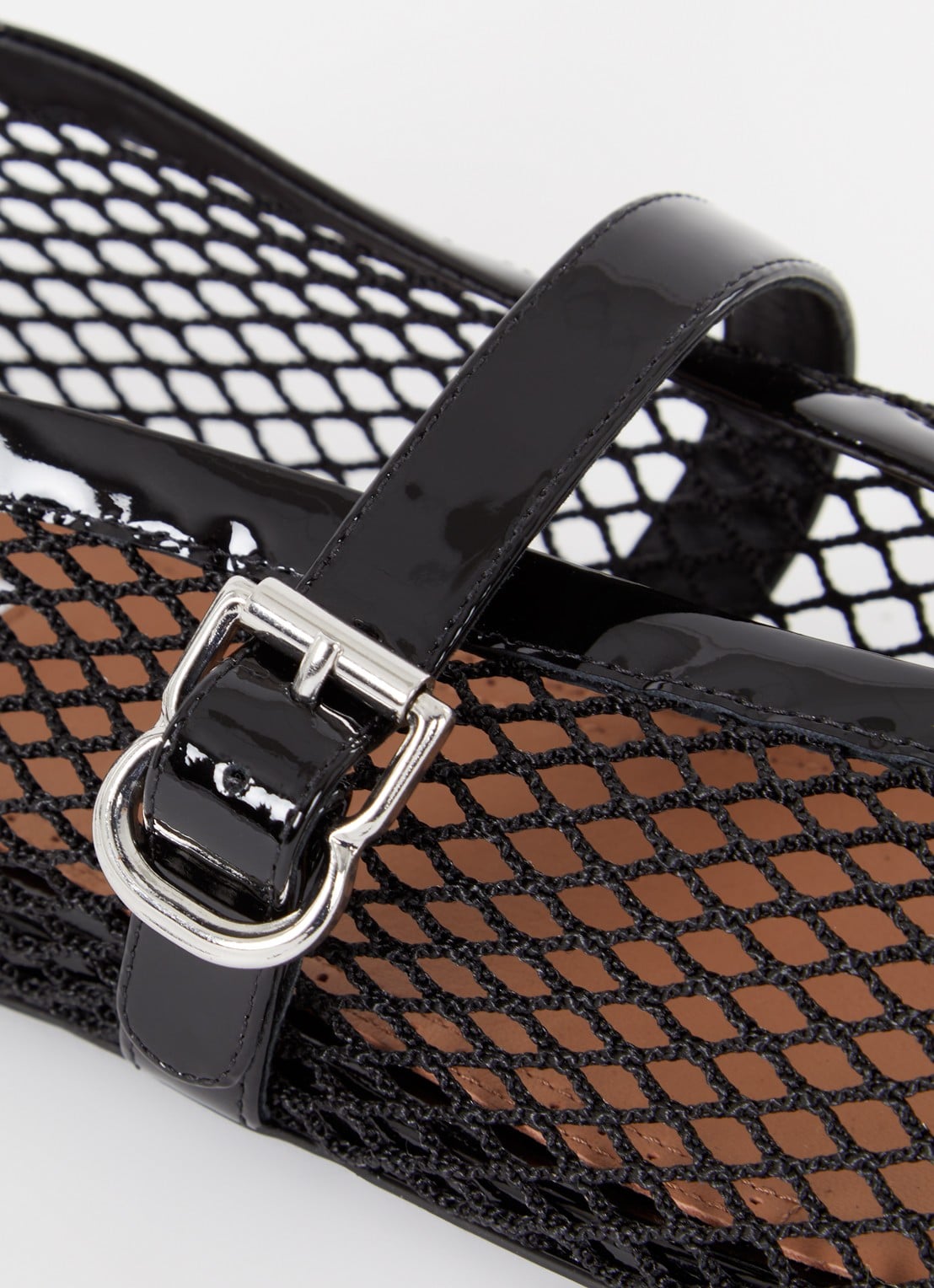 Alaïa Ballerina van mesh met details van kalfsleer - detail 6 zwart