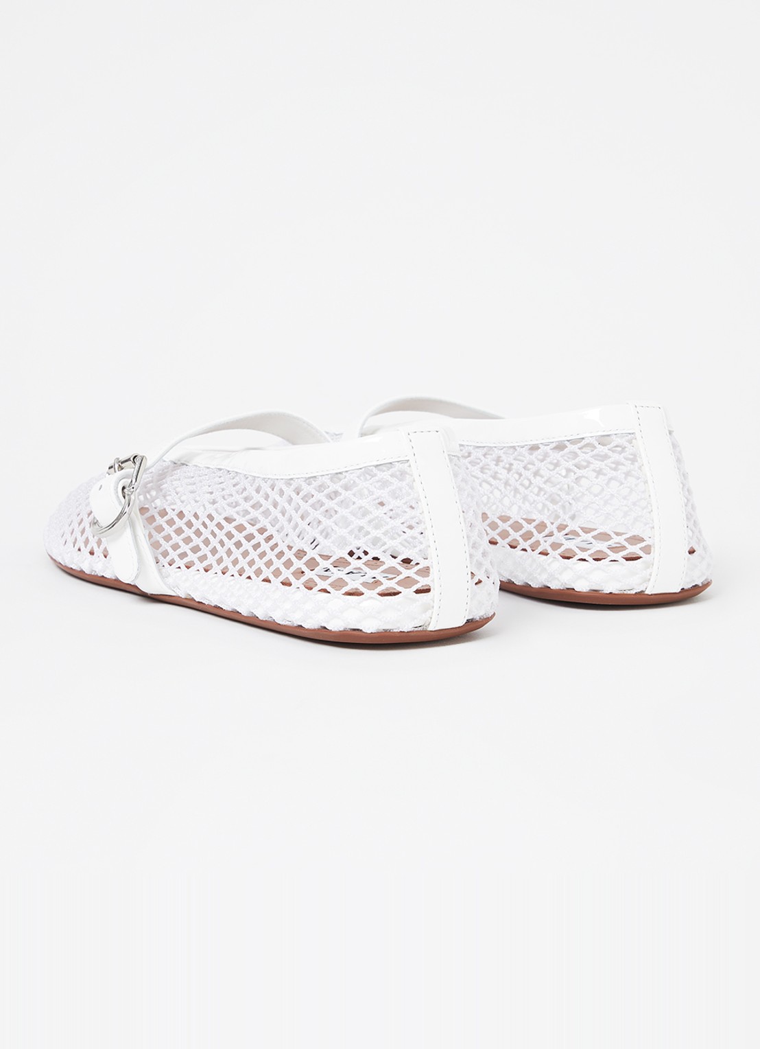 Alaïa Ballerina van mesh met details van kalfsleer - achterkant wit