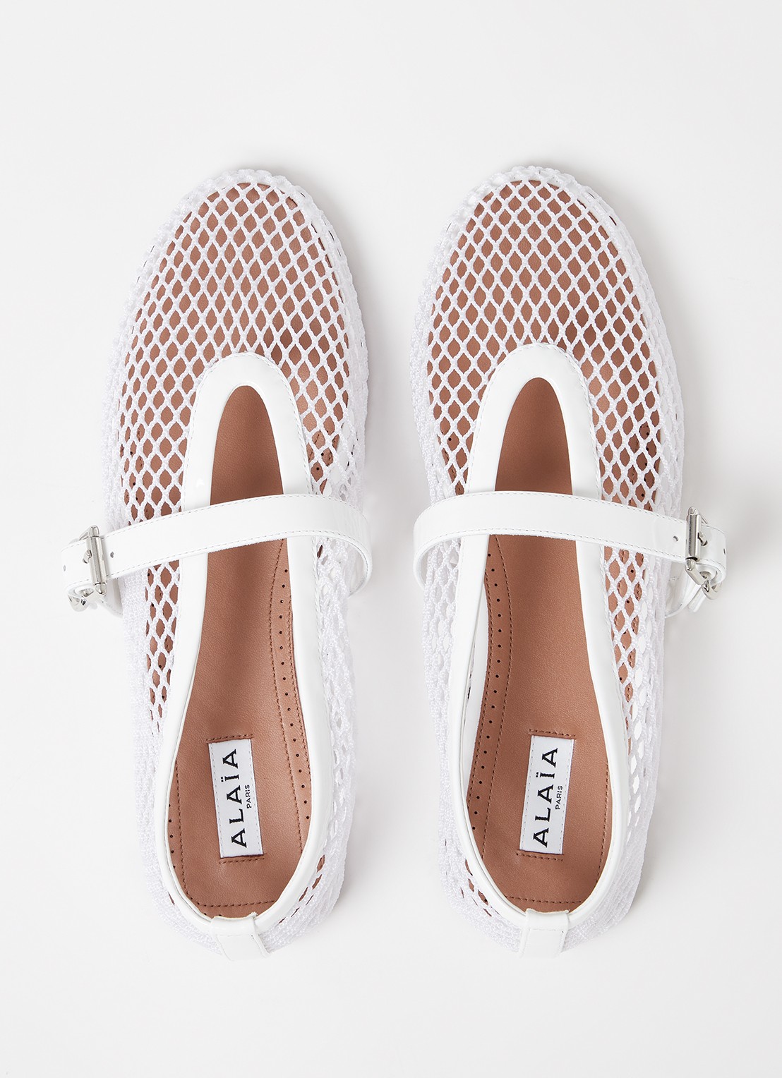 Alaïa Ballerina van mesh met details van kalfsleer - detail 5 wit