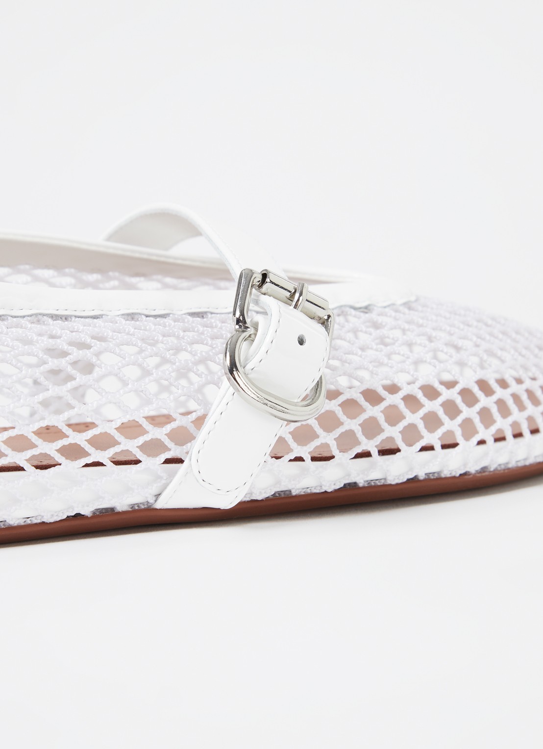 Alaïa Ballerina van mesh met details van kalfsleer - detail 7 wit