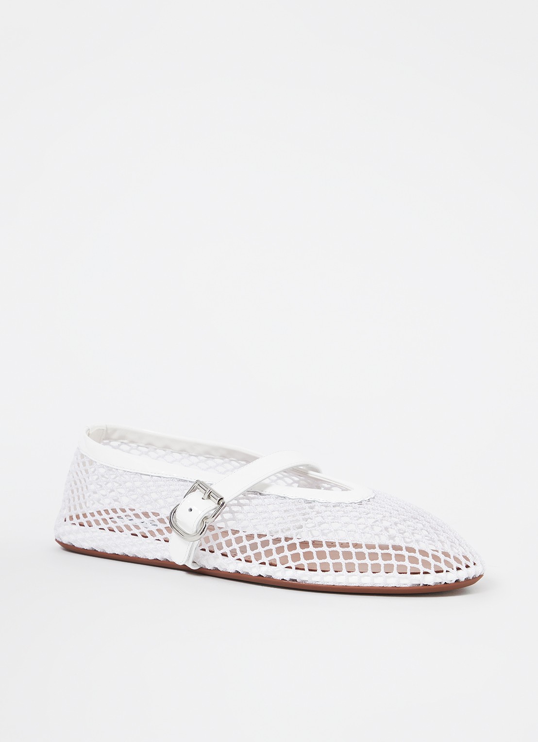 Alaïa Ballerina van mesh met details van kalfsleer - voorkant 2 wit