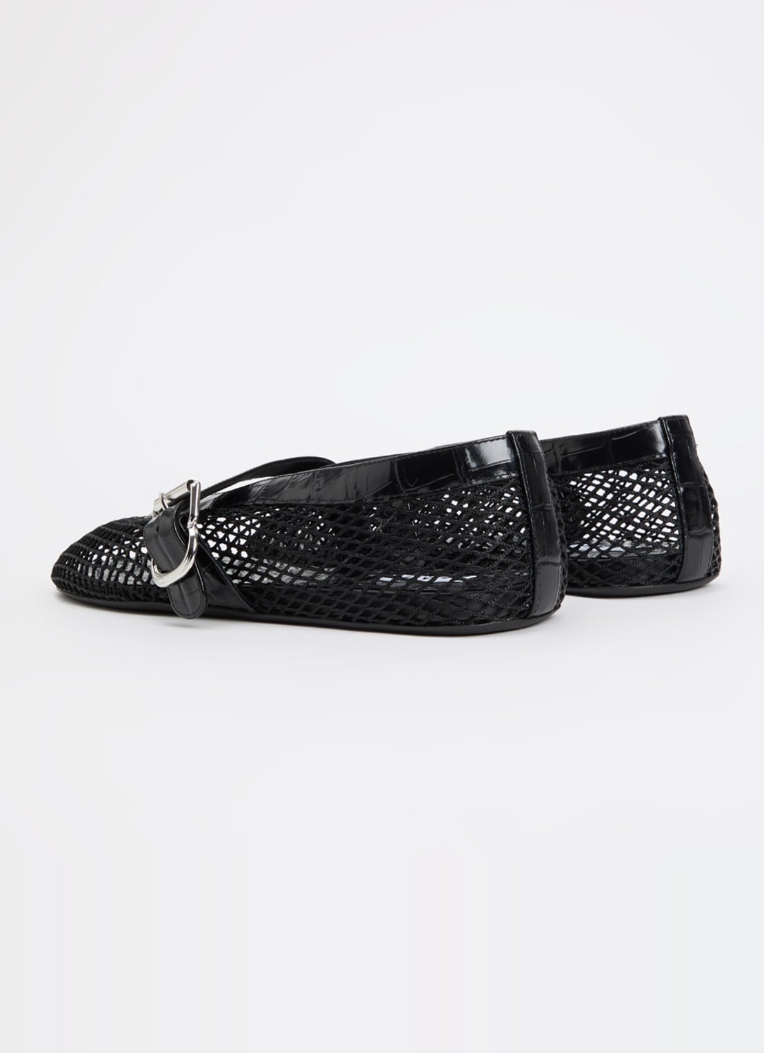 Alaïa Ballerina van mesh met details van kalfsleer - achterkant 2 zwart