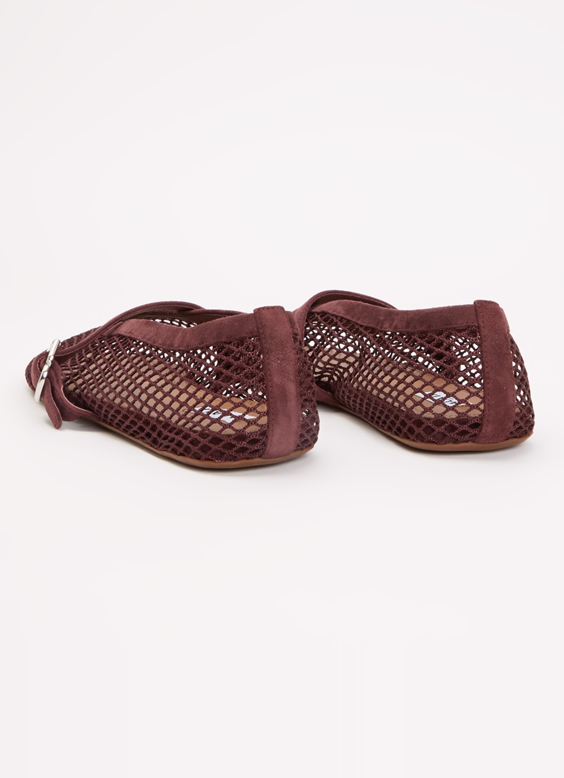 Alaïa Ballerina van mesh met details van suède - achterkant 2 bordeauxrood
