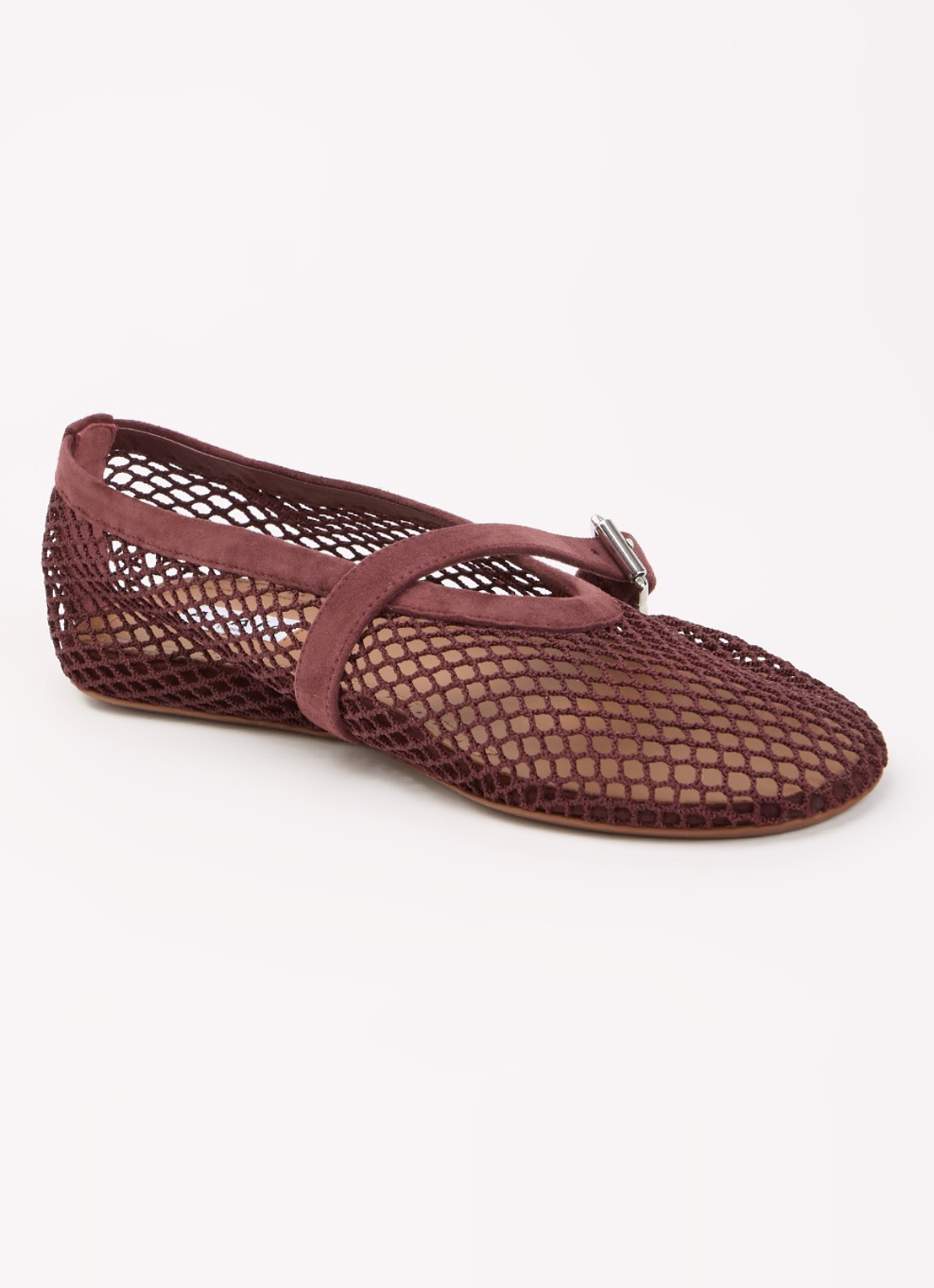 Alaïa Ballerina van mesh met details van suède - voorkant bordeauxrood