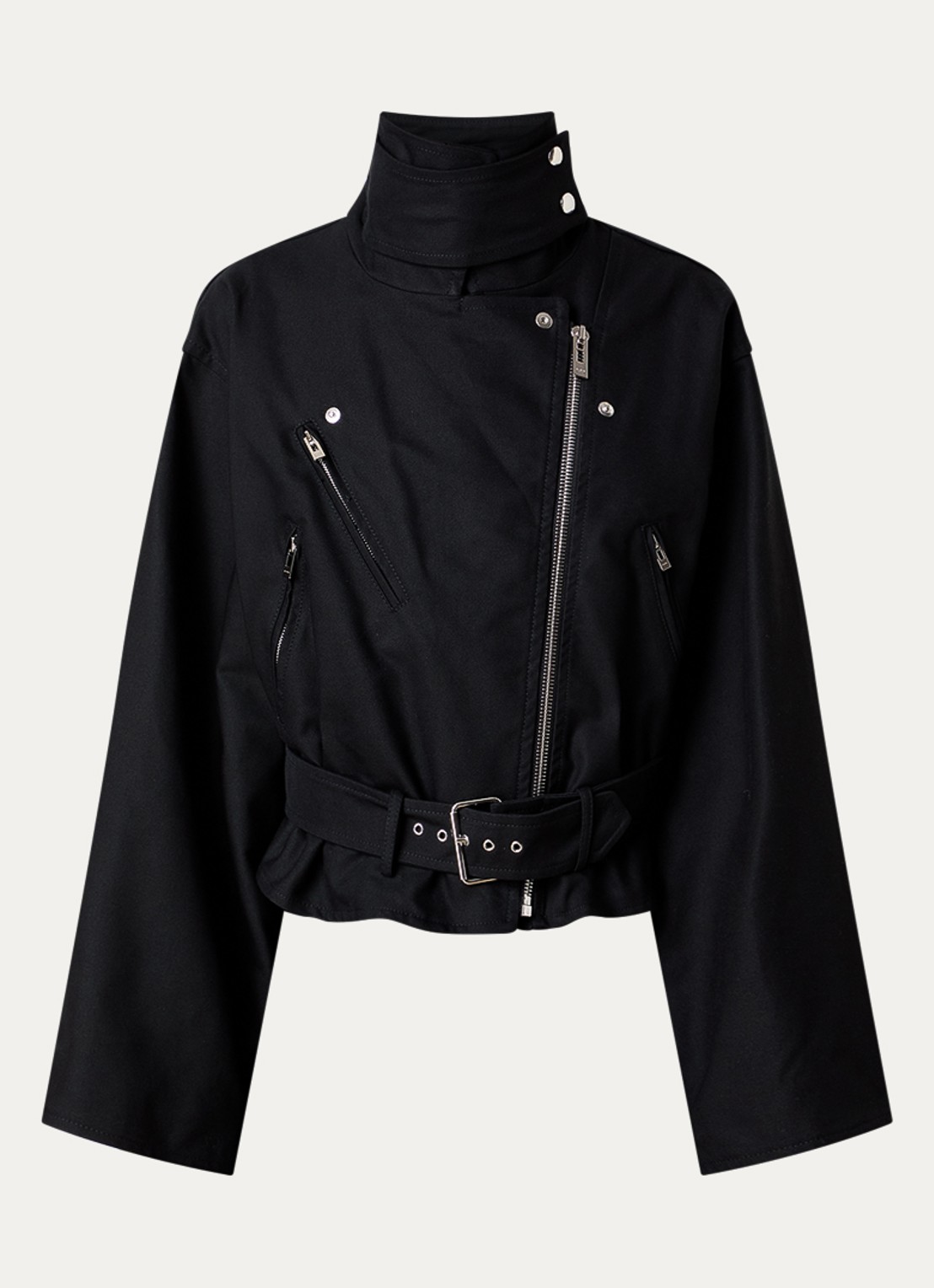 Alaïa Bikerjack met ceintuur - voorkant zwart