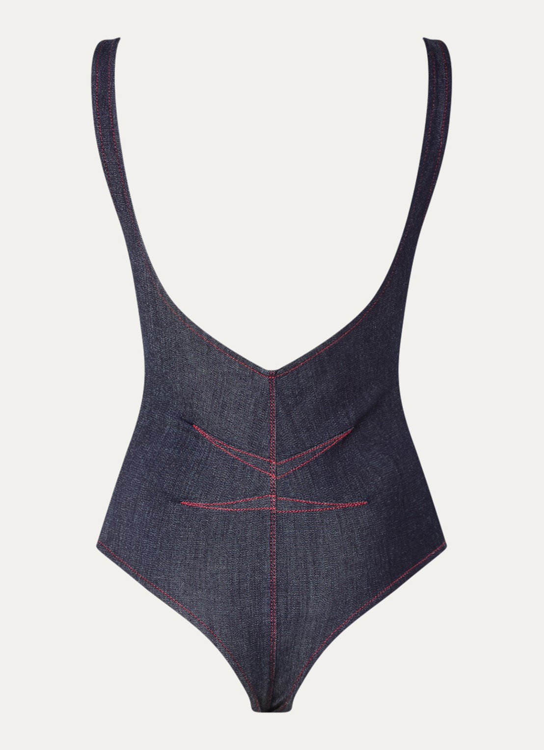 Alaïa Body van chambray met rugdecolleté  - achterkant 5 indigo