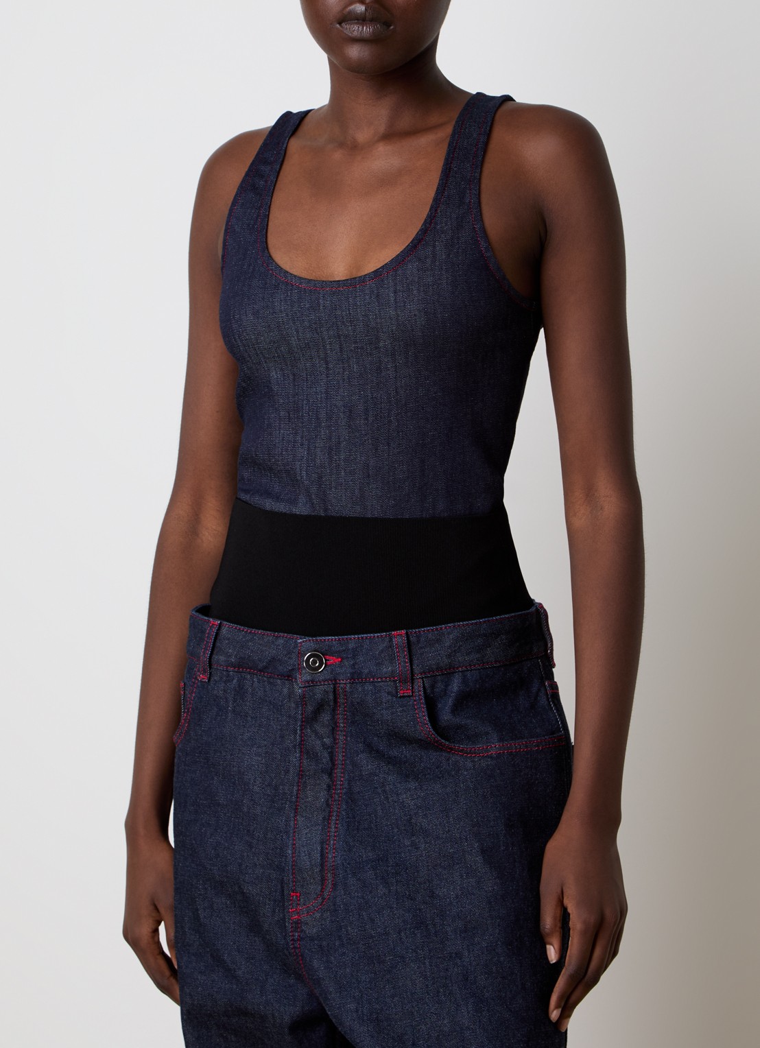 Alaïa Body van chambray met rugdecolleté  - detail 3 indigo