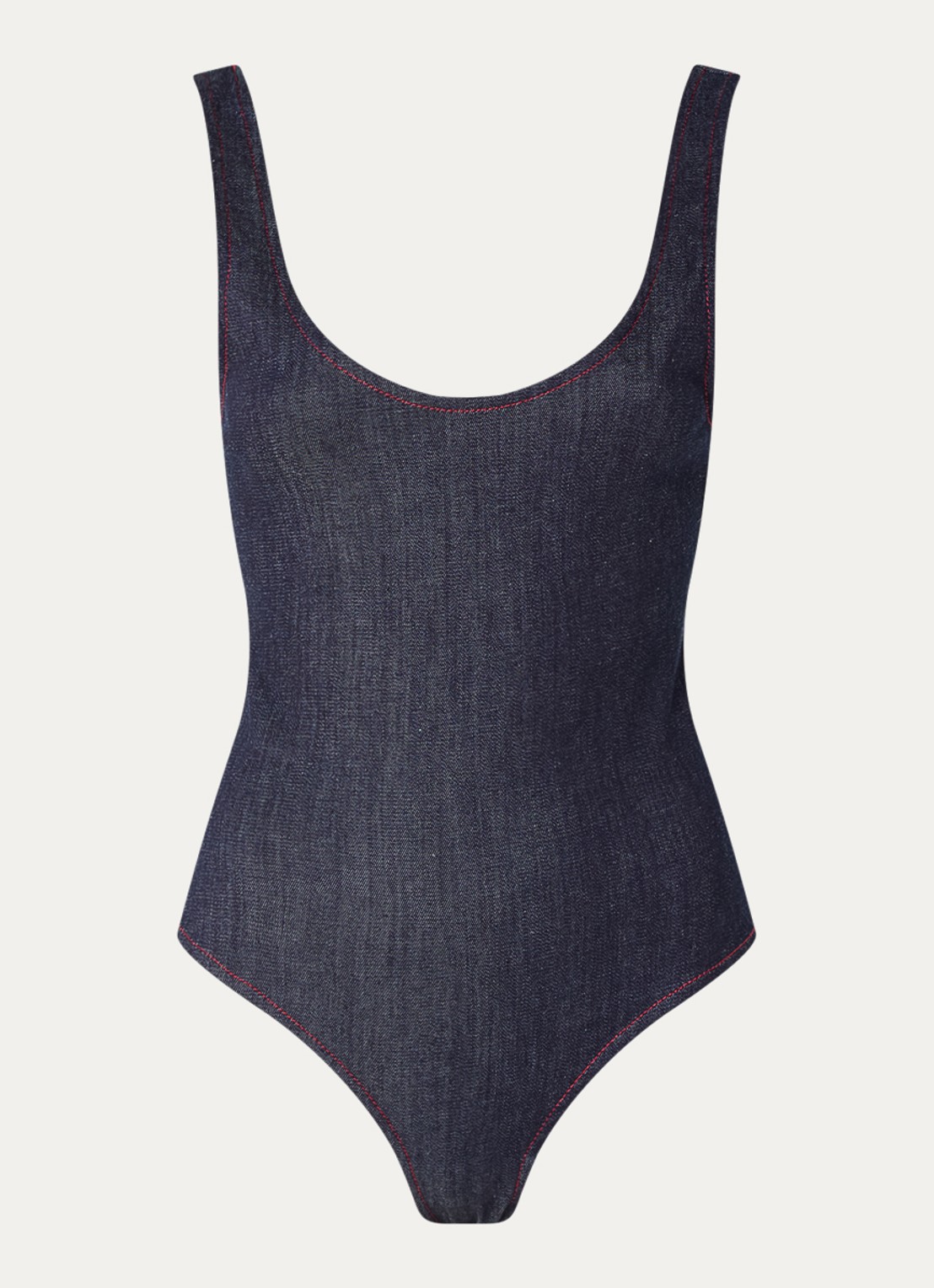 Alaïa Body van chambray met rugdecolleté  - voorkant indigo