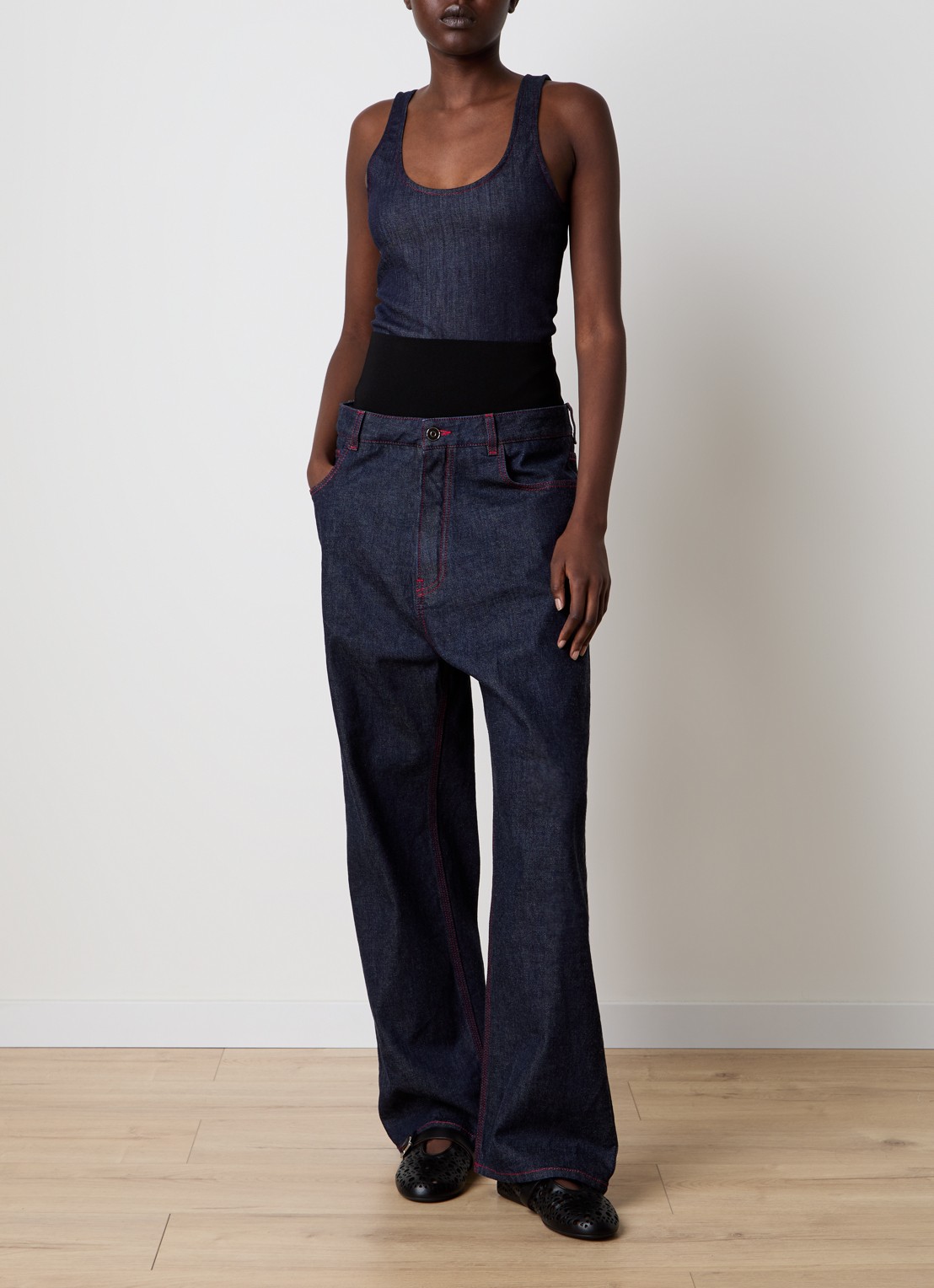 Alaïa Body van chambray met rugdecolleté  - voorkant 2 indigo