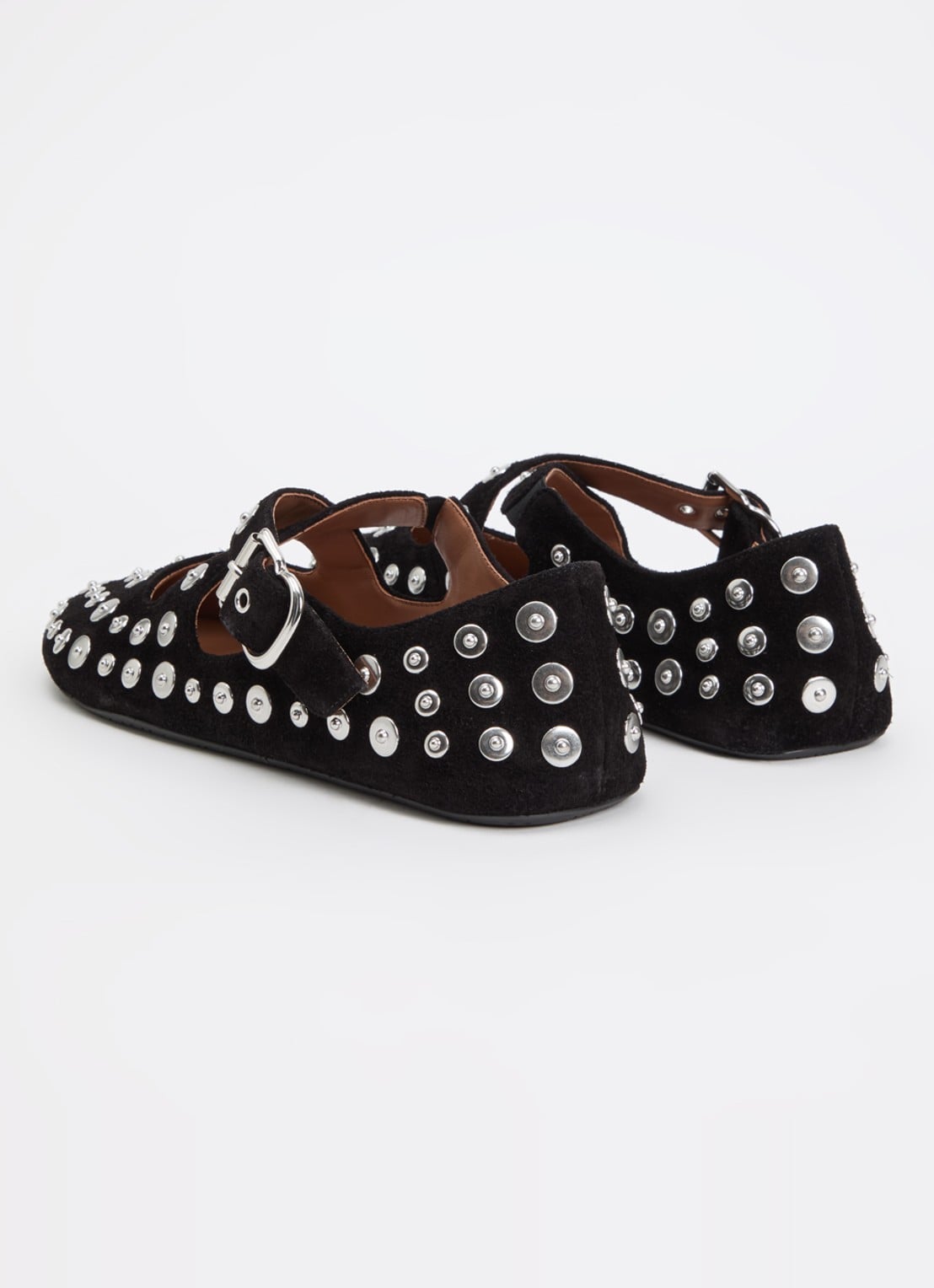 Alaïa Criss Cross ballerina van kalfssuède met studs - achterkant 6 zwart