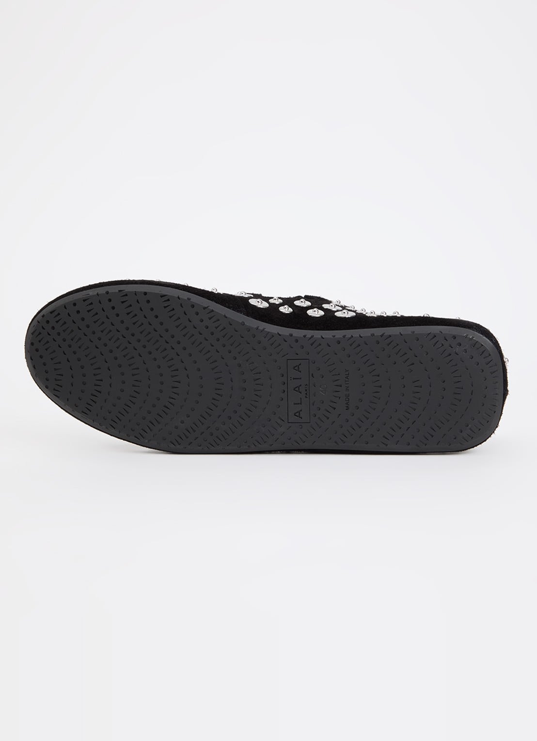 Alaïa Criss Cross ballerina van kalfssuède met studs - detail 4 zwart