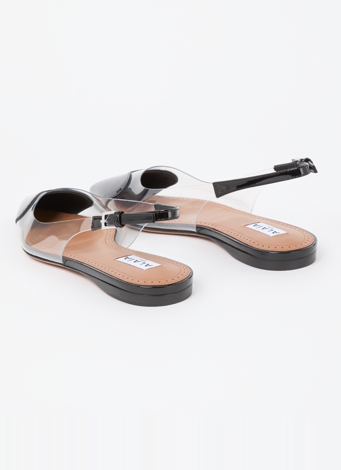Alaïa Heart slingback met kalfsleren details - achterkant zwart