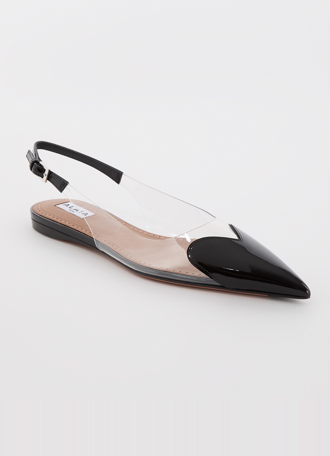 Alaïa Heart slingback met kalfsleren details - voorkant 2 zwart