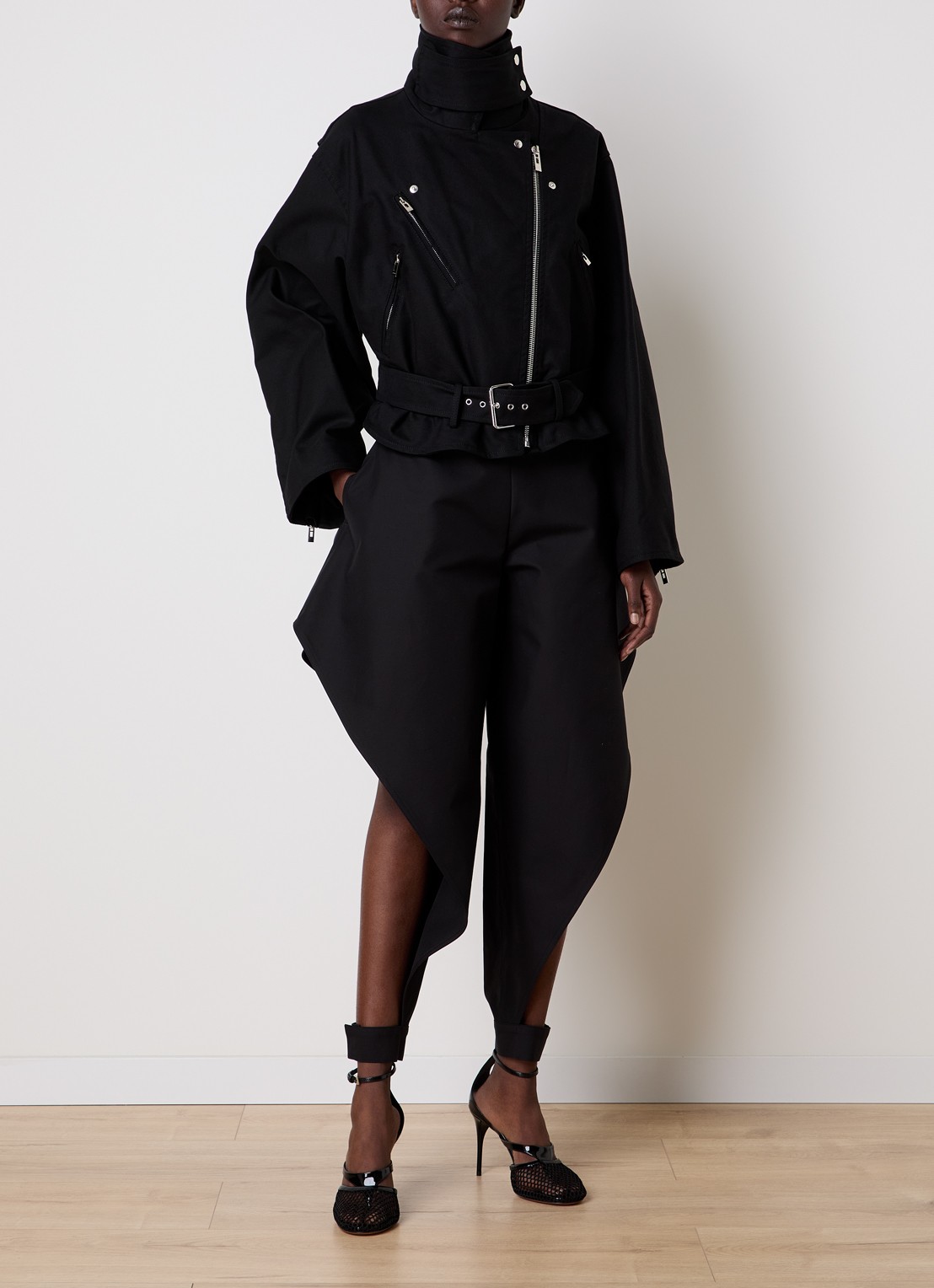 Alaïa High waist loose fit broek met cut-out detail - voorkant 3 zwart