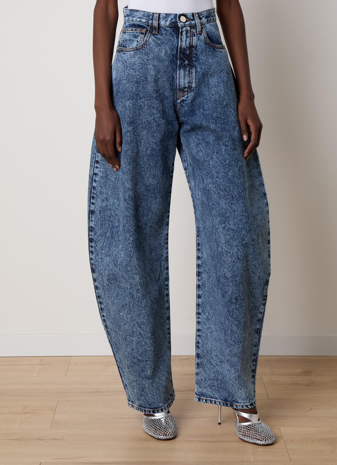 Alaïa High waist loose fit jeans met medium wassing - detail 3 indigo