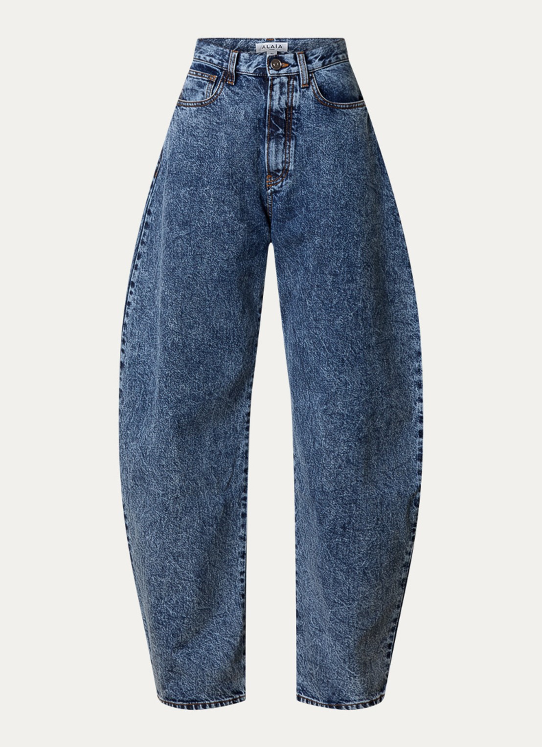 Alaïa High waist loose fit jeans met medium wassing - voorkant indigo