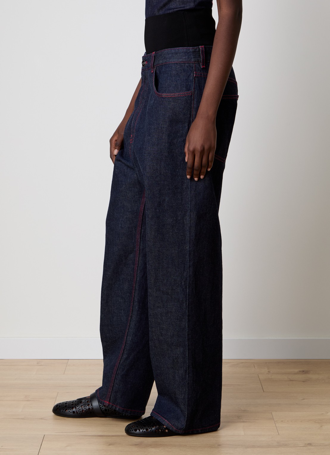 Alaïa High waist loose fit jeans met steekzakken - detail 5 indigo