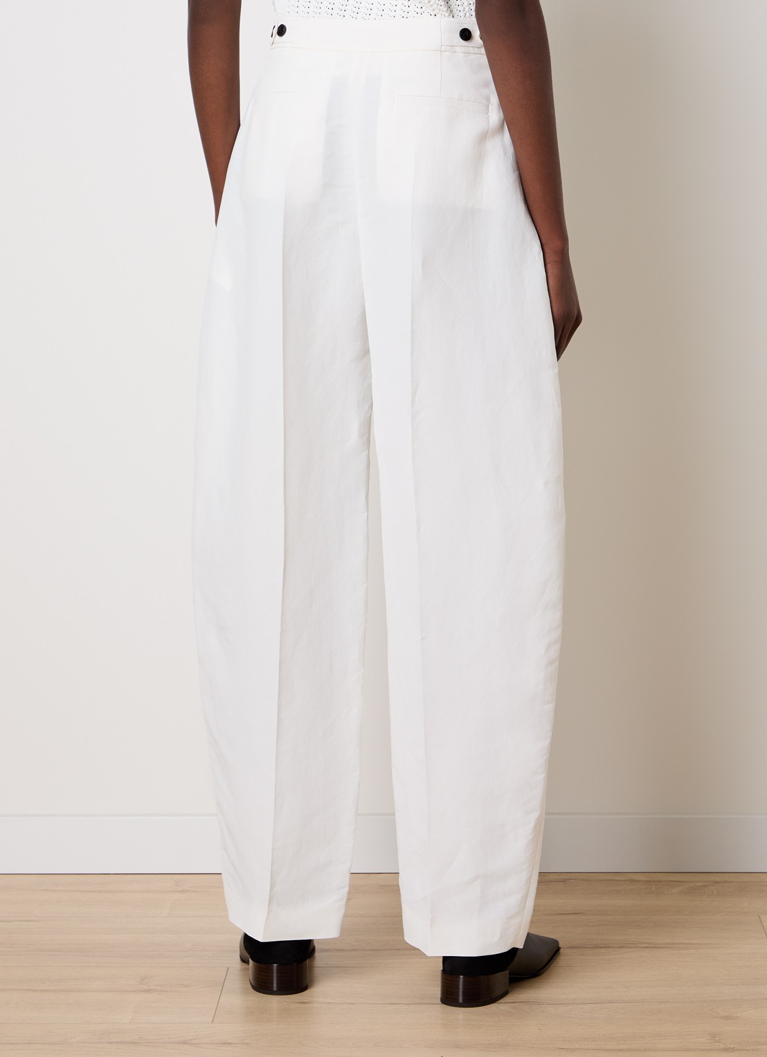 Alaïa High waist loose fit pantalon met steekzakken - achterkant 5 gebroken wit