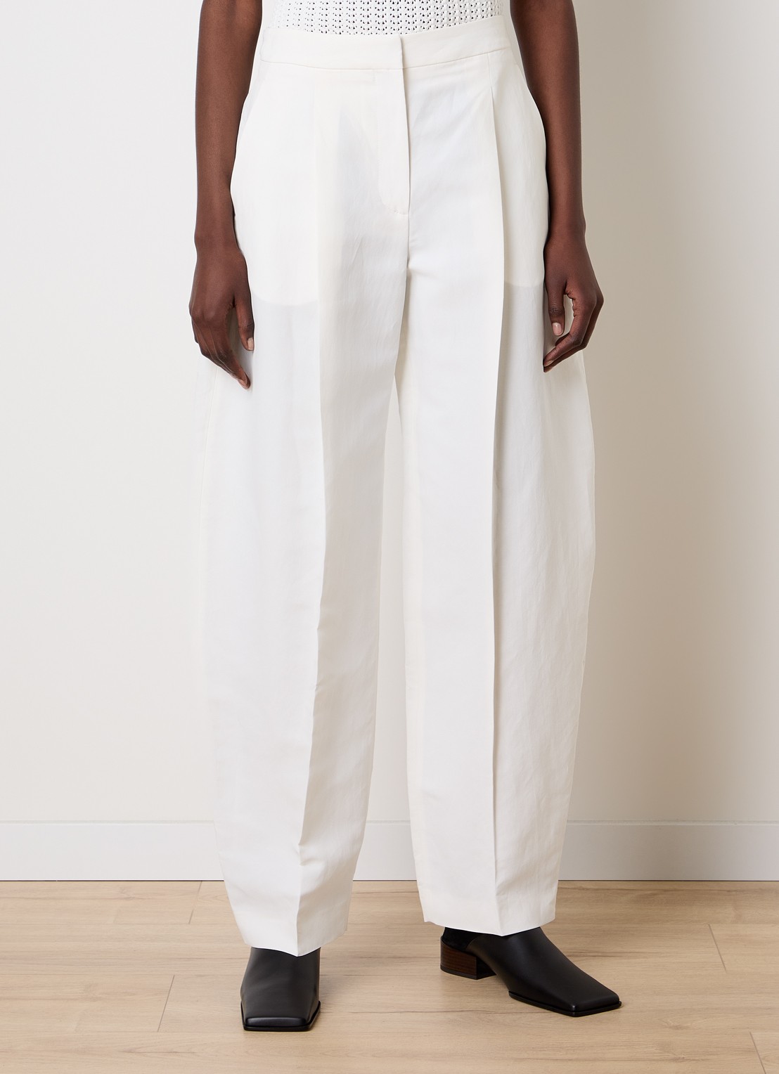 Alaïa High waist loose fit pantalon met steekzakken - detail 3 gebroken wit