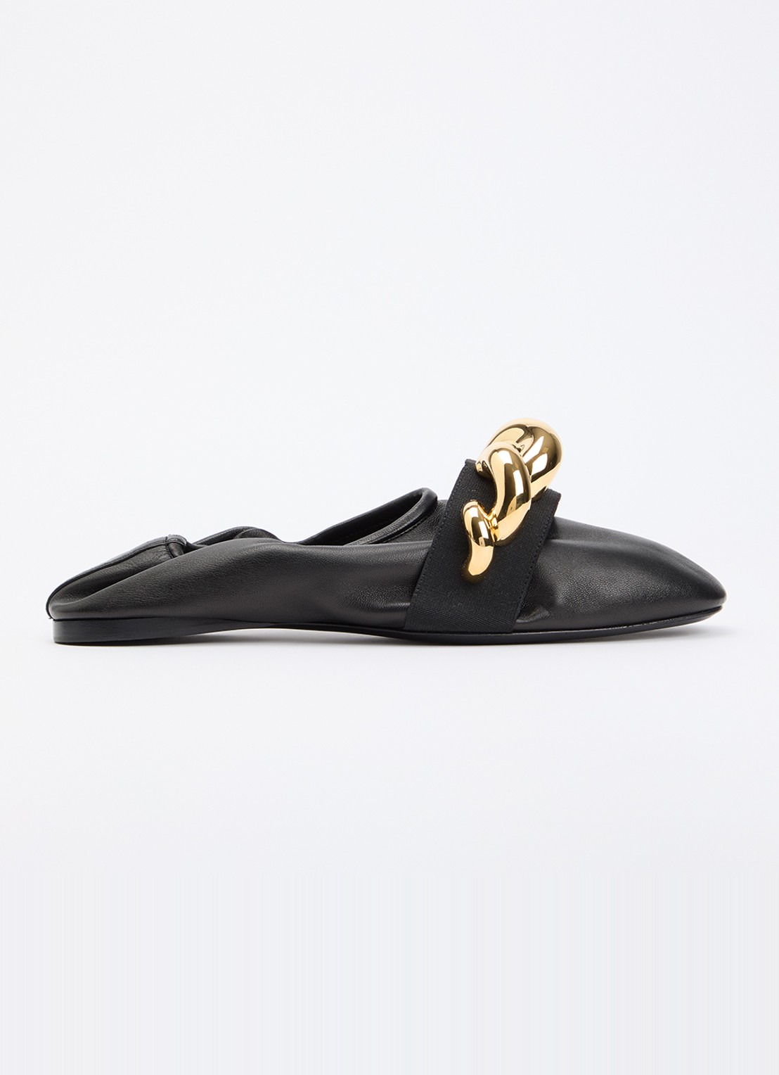 Alaïa Jewel ballerina van lamsleer met kettingdetail - voorkant zwart