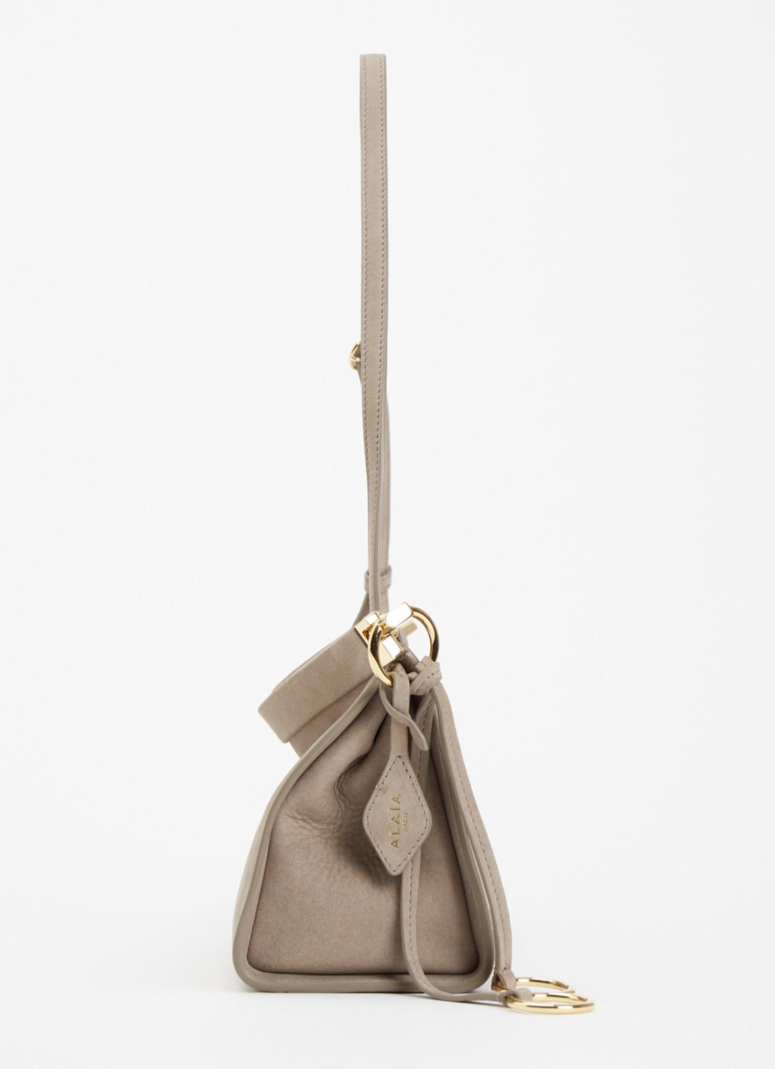 Alaïa Le Click East West Medium schoudertas van nubuck - detail 4 taupe