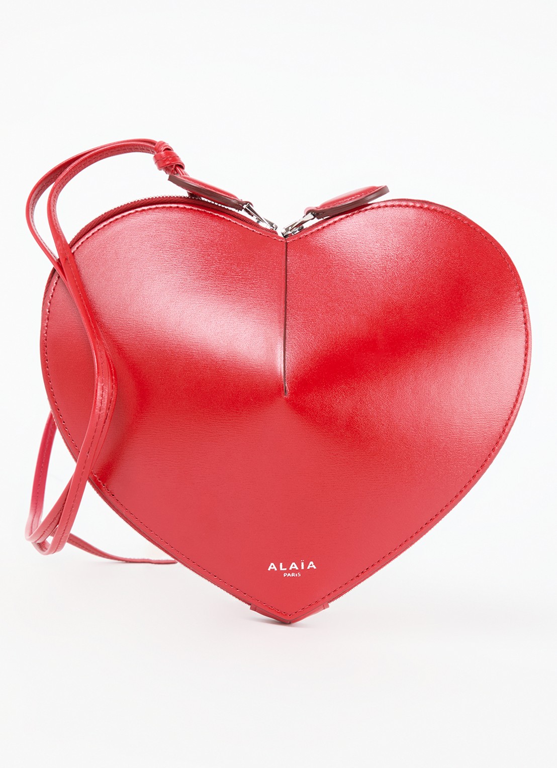 Alaïa Le Coeur crossbodytas van kalfsleer  - voorkant 3 donkerrood