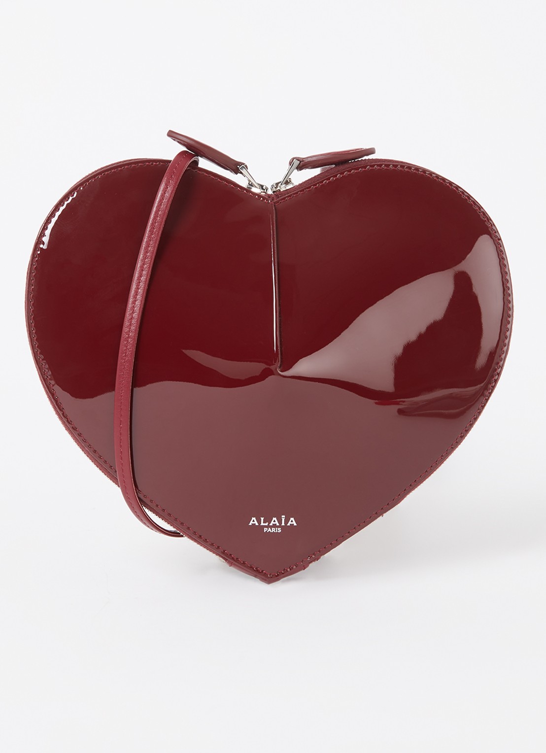 Alaïa Le Coeur crossbodytas van kalfsleer  - voorkant 2 bordeauxrood