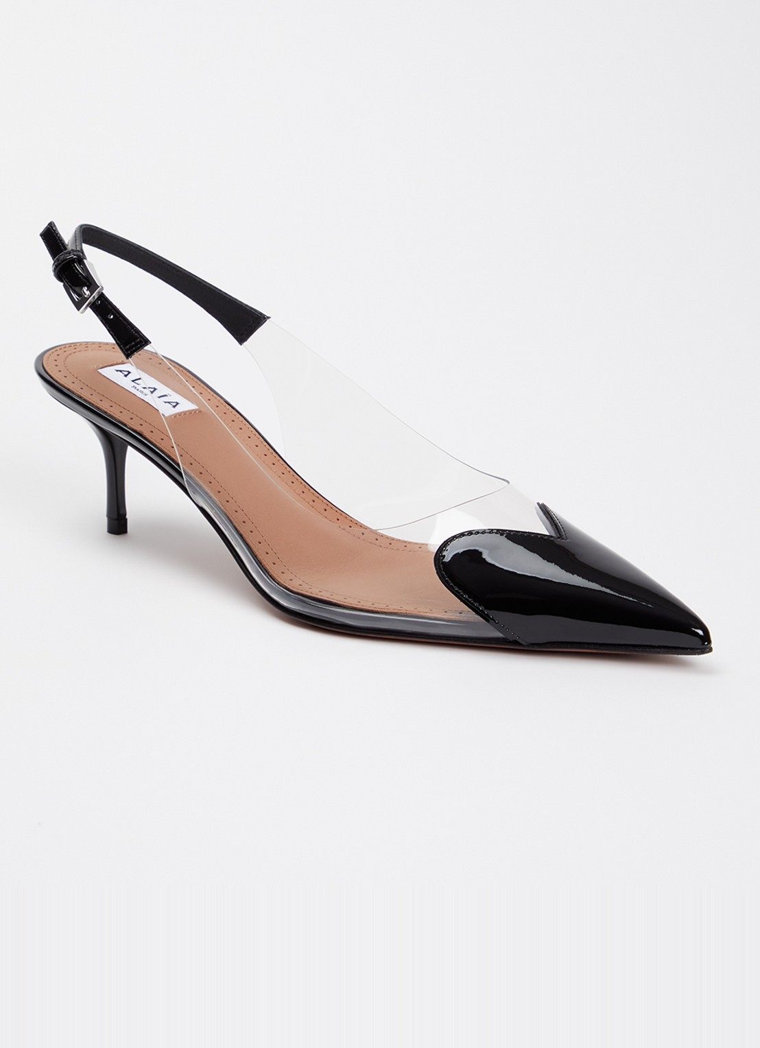 Alaïa Le Coeur slingback van patent kalfsleer  - voorkant zwart