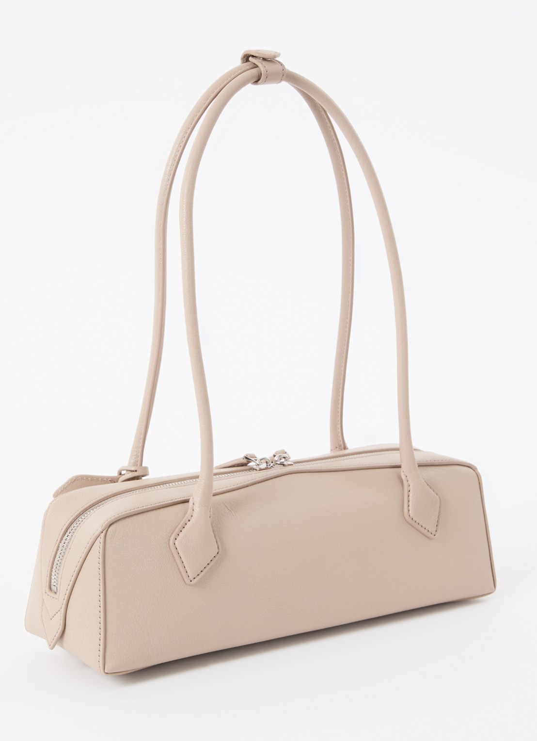 Alaïa Le Demi-Coeur S schoudertas van geitenleer - achterkant 3 beige