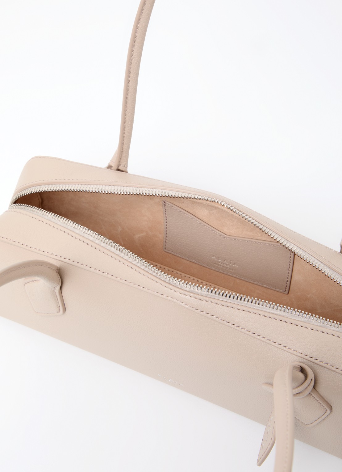 Alaïa Le Demi-Coeur S schoudertas van geitenleer - detail 4 beige