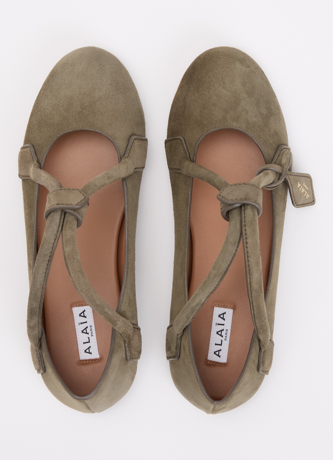 Alaïa Le Teckel ballerina van geitensuède - detail 3 khaki
