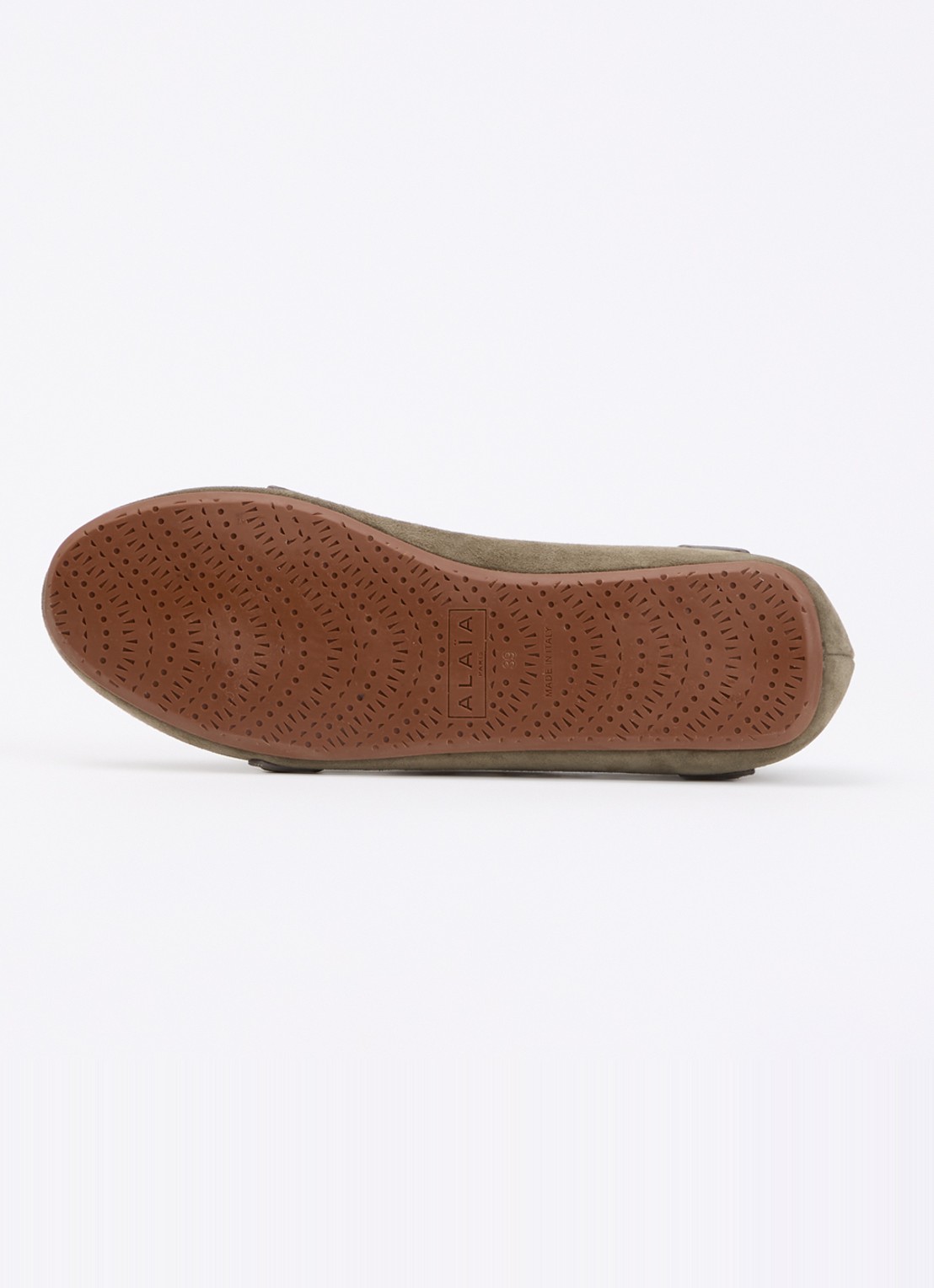 Alaïa Le Teckel ballerina van geitensuède - detail 4 khaki